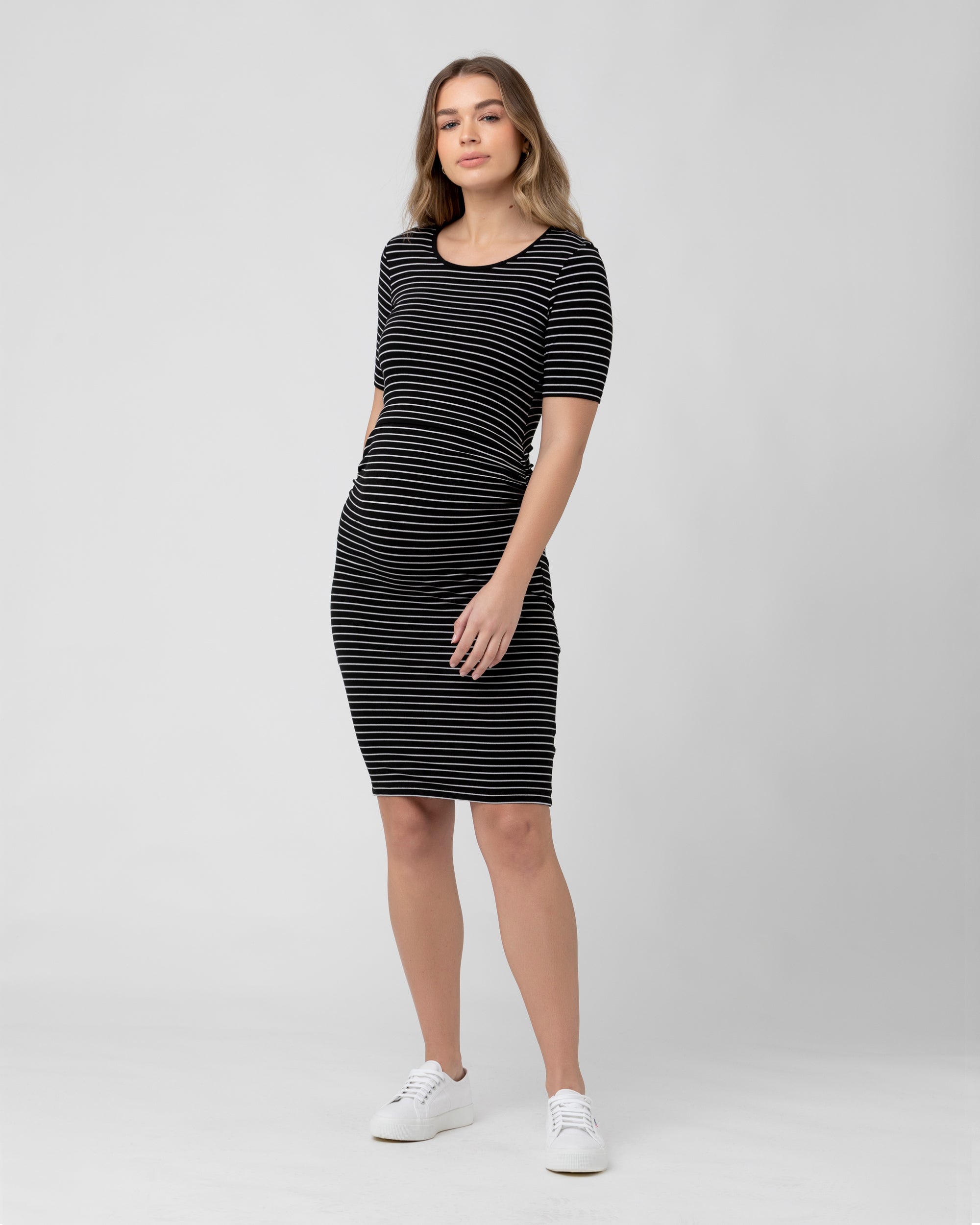 Mia Short Sleeve Nursing Dress Black / Flint