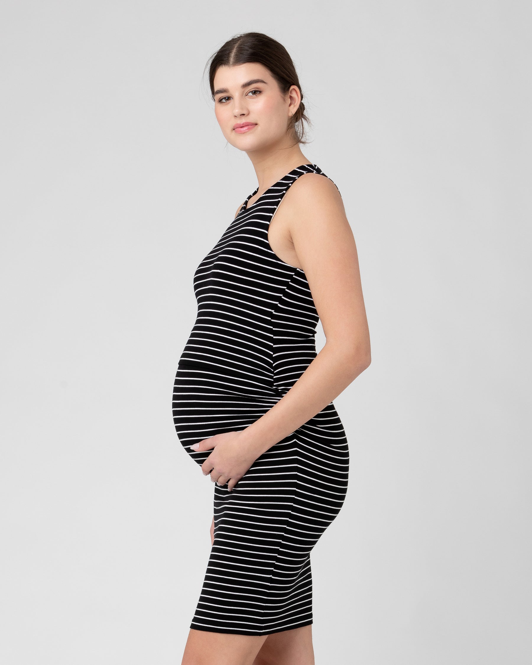 Mia Sleeveless Nursing Dress Black / White