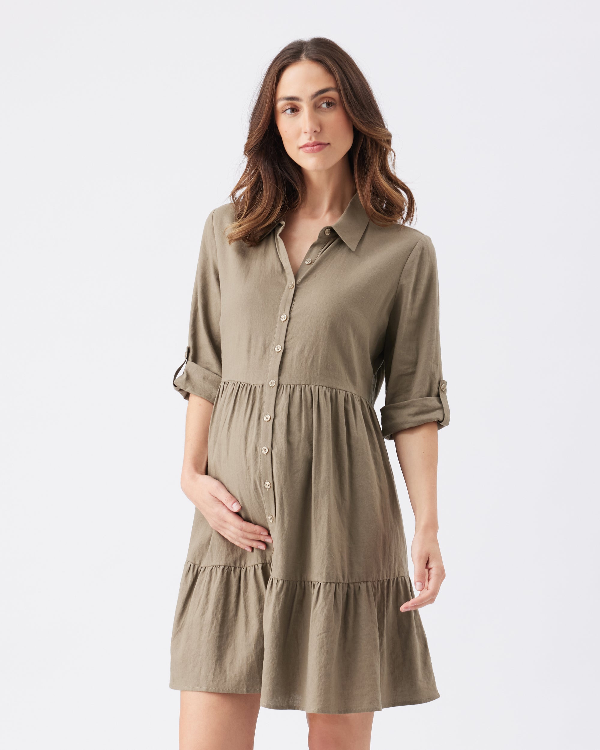 Adel Linen Dress Olive