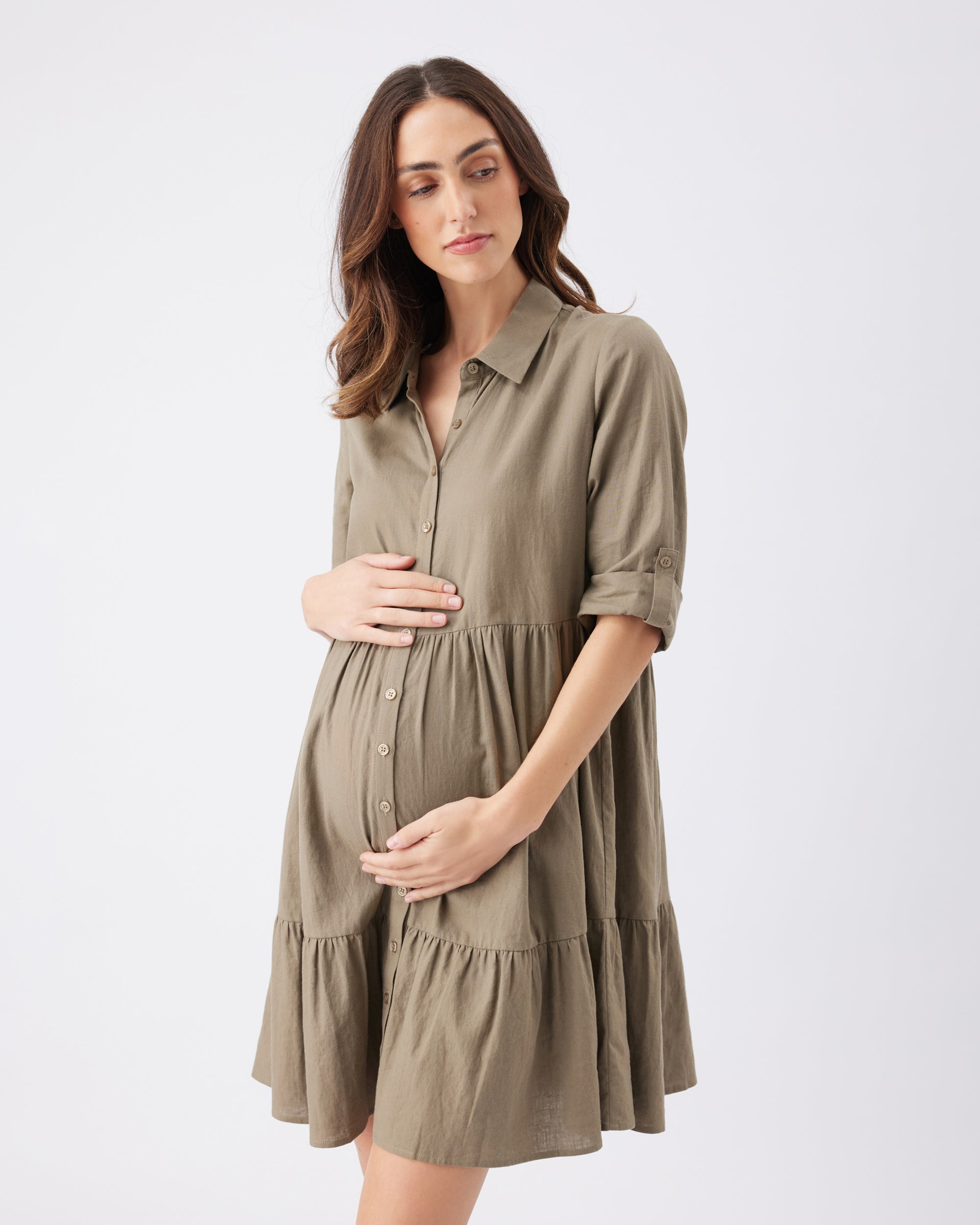 Adel Linen Dress Olive