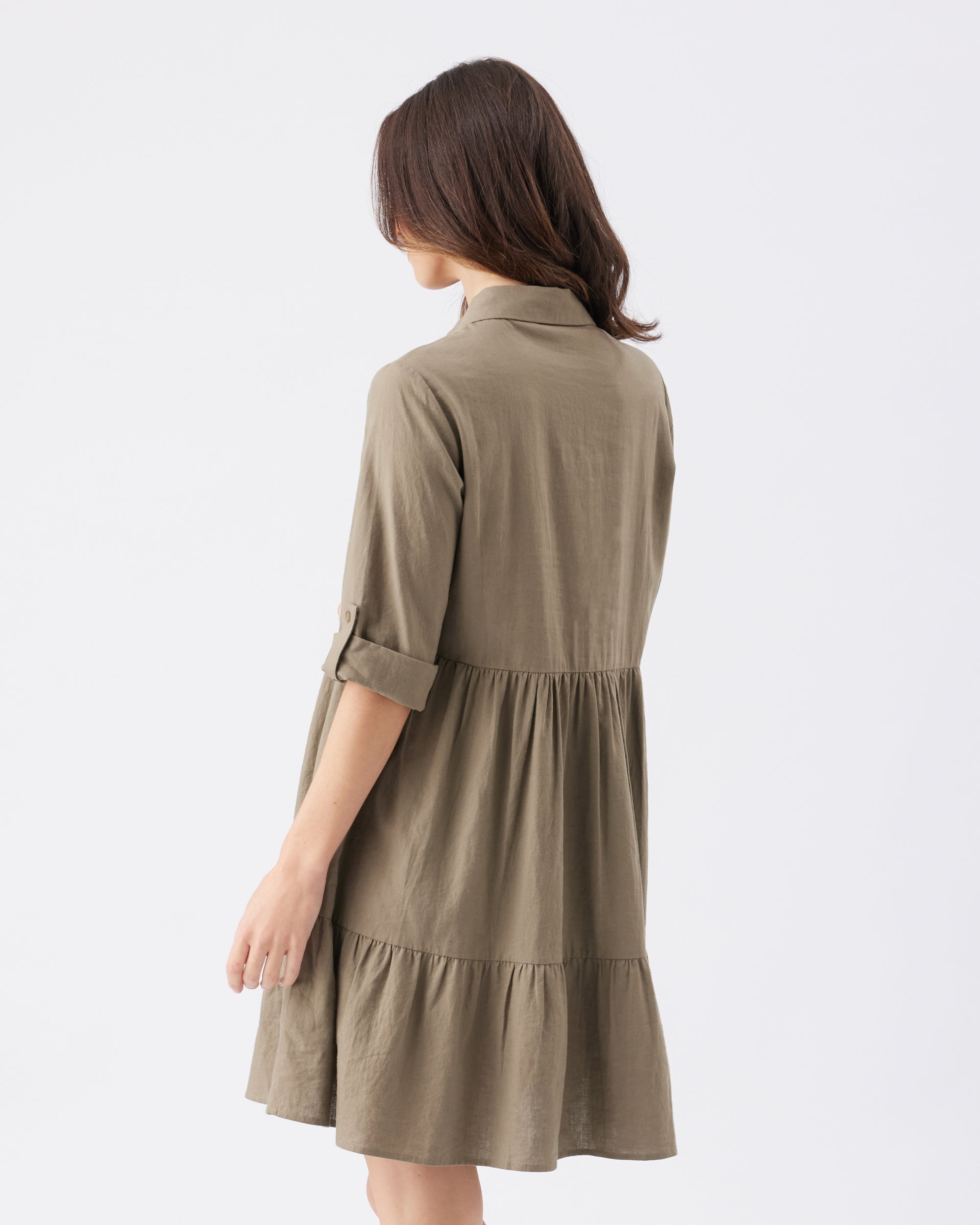 Adel Linen Dress Olive