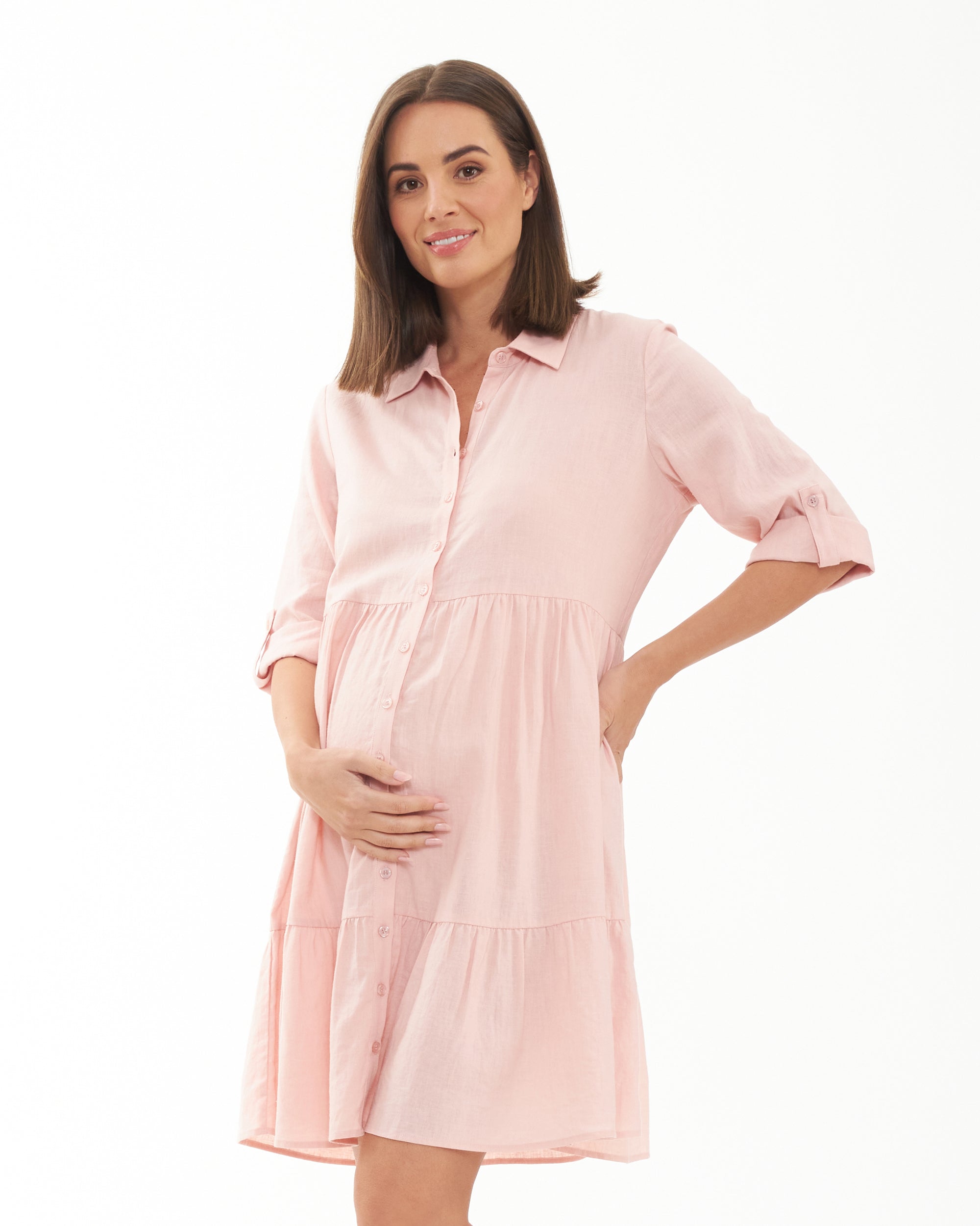 Adel Linen Dress Soft Pink