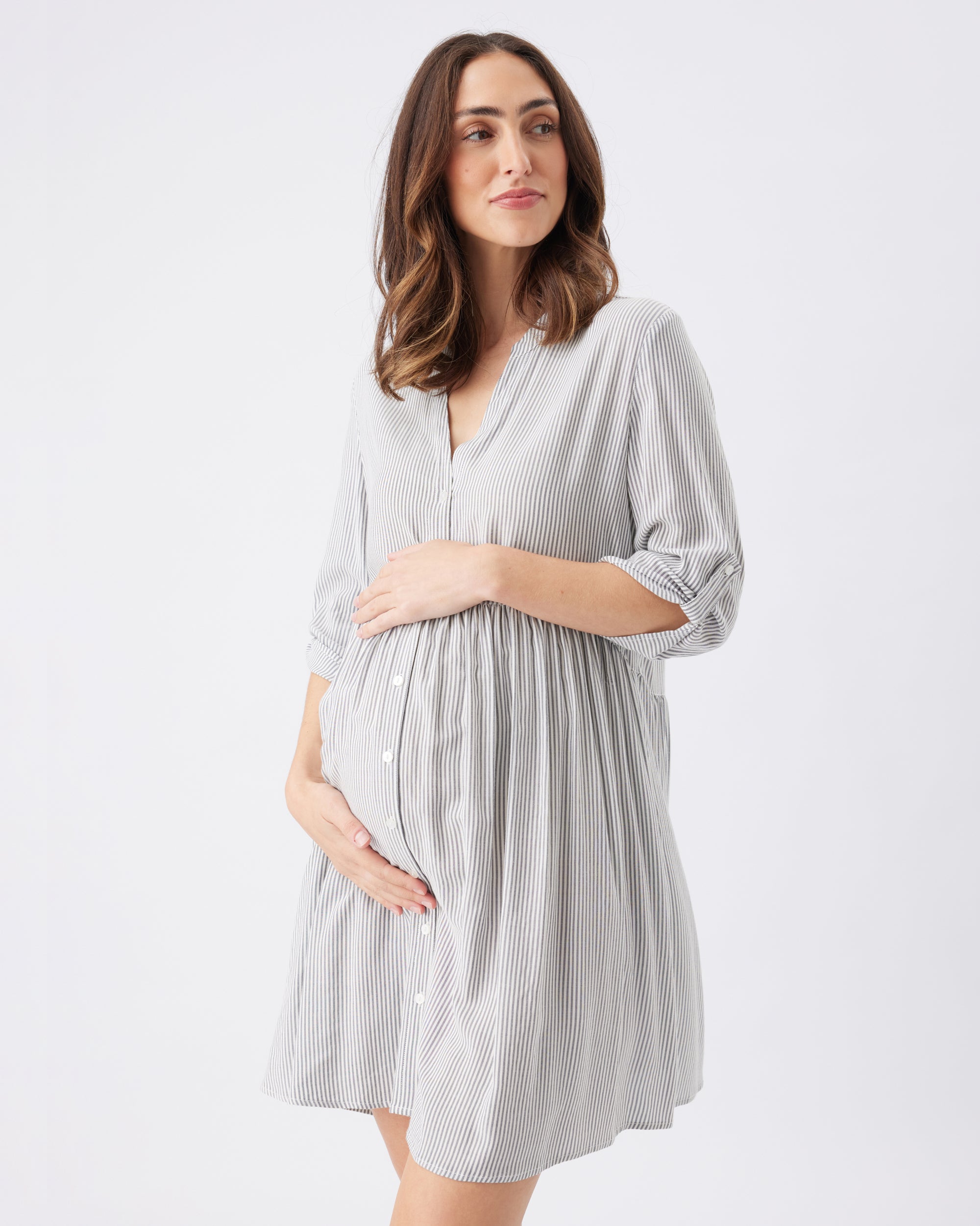 Sam Stripe Dress  Slate / White