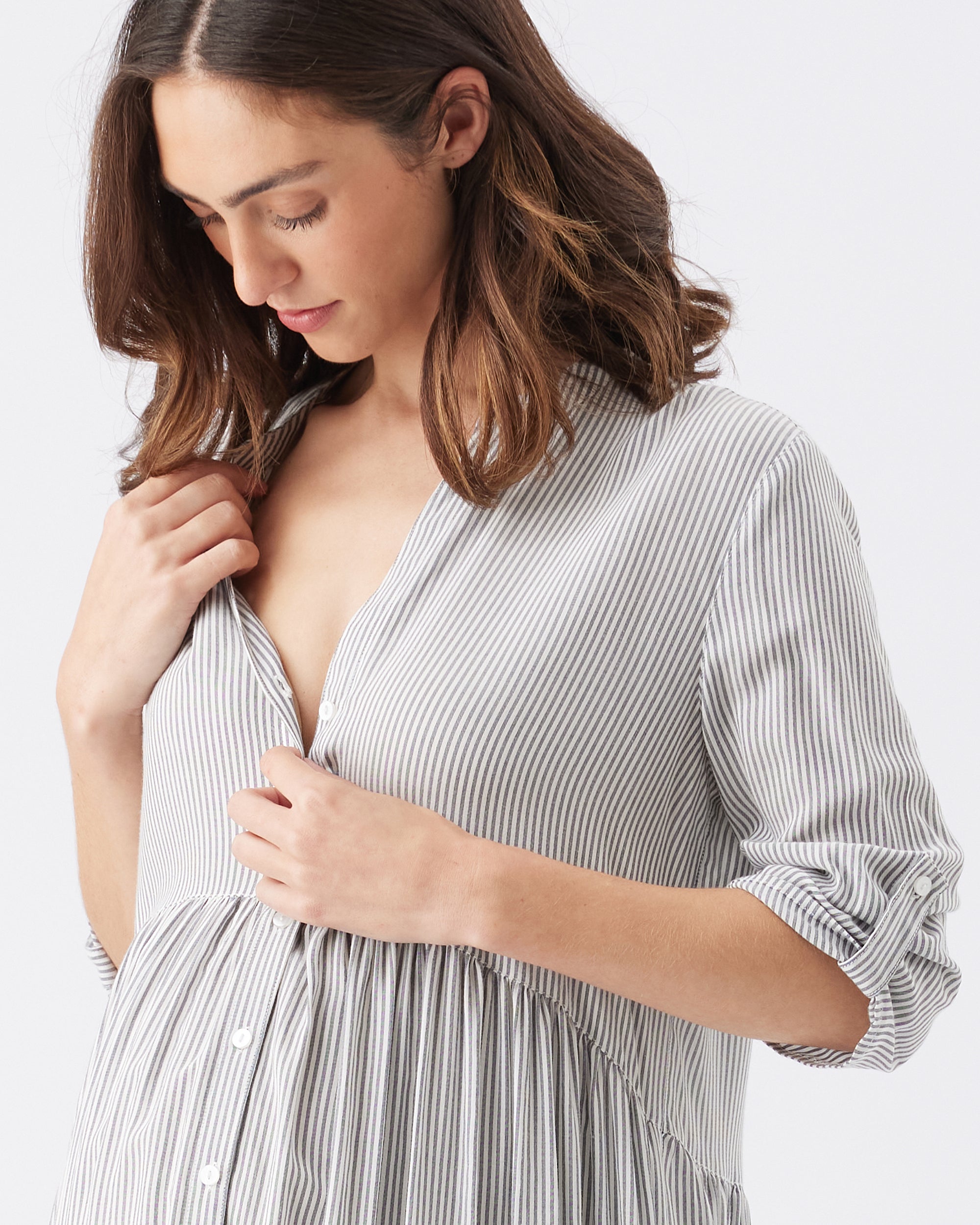 Sam Stripe Dress  Slate / White