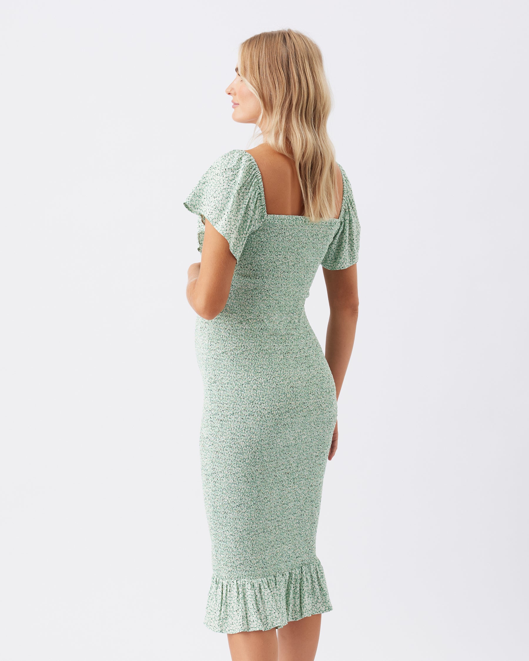 Selma Shirred Dress  Pistachio
