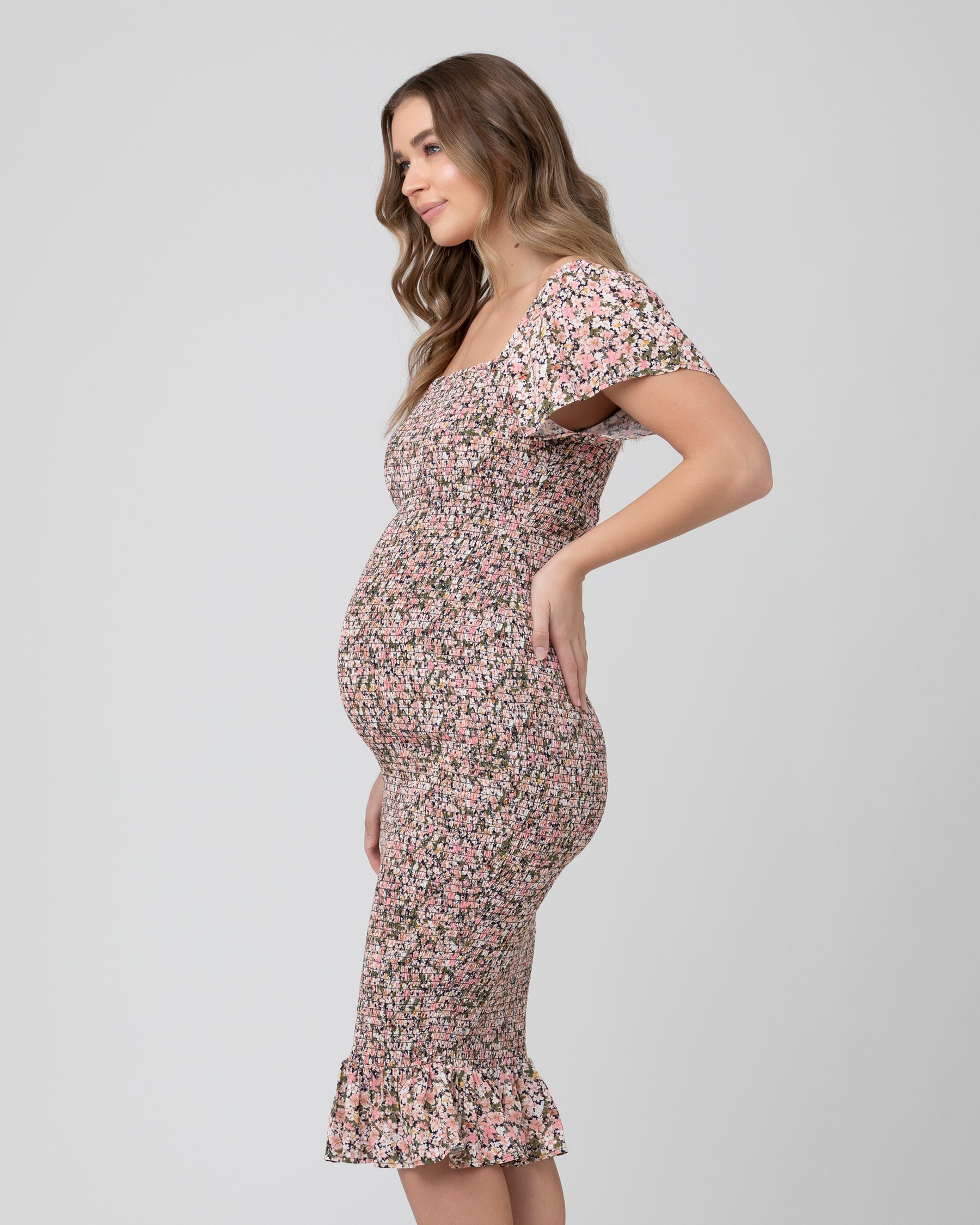Sophia Shirred Dress . Black