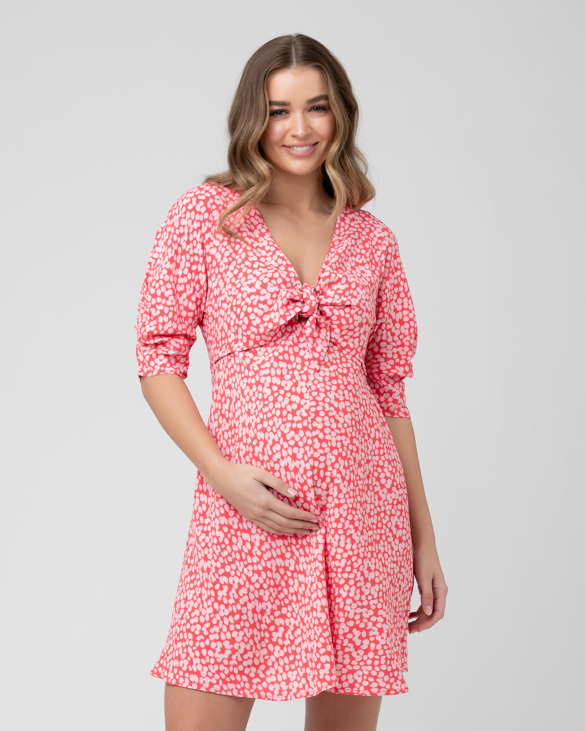 Harriet Tie Front Dress  Red / Lilac