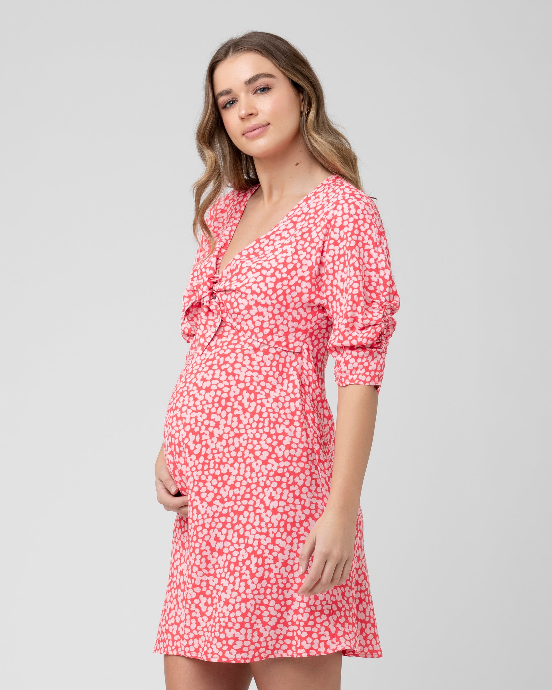 Harriet Tie Front Dress  Red / Lilac