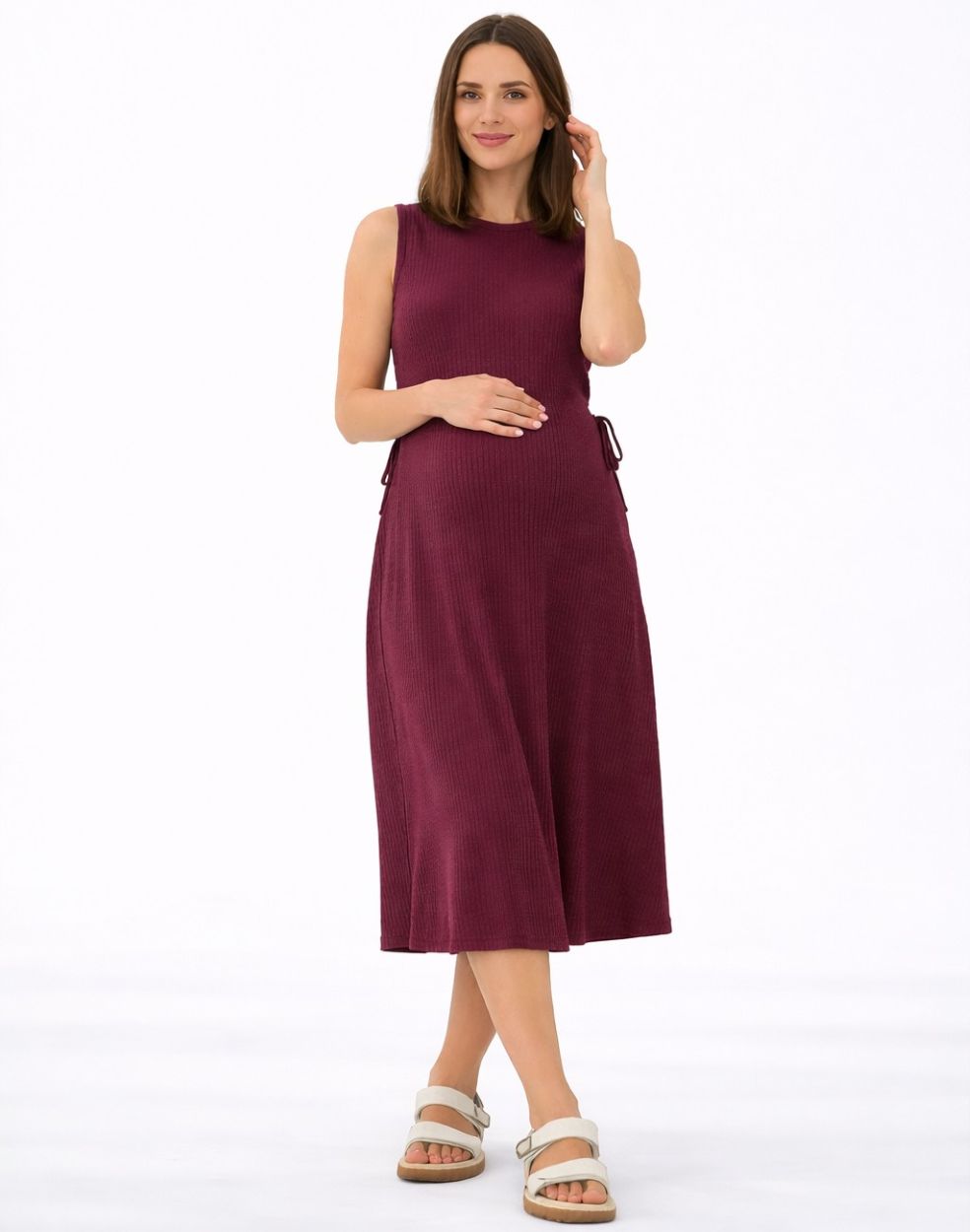 Carol Rib A-line Dress  Maroon