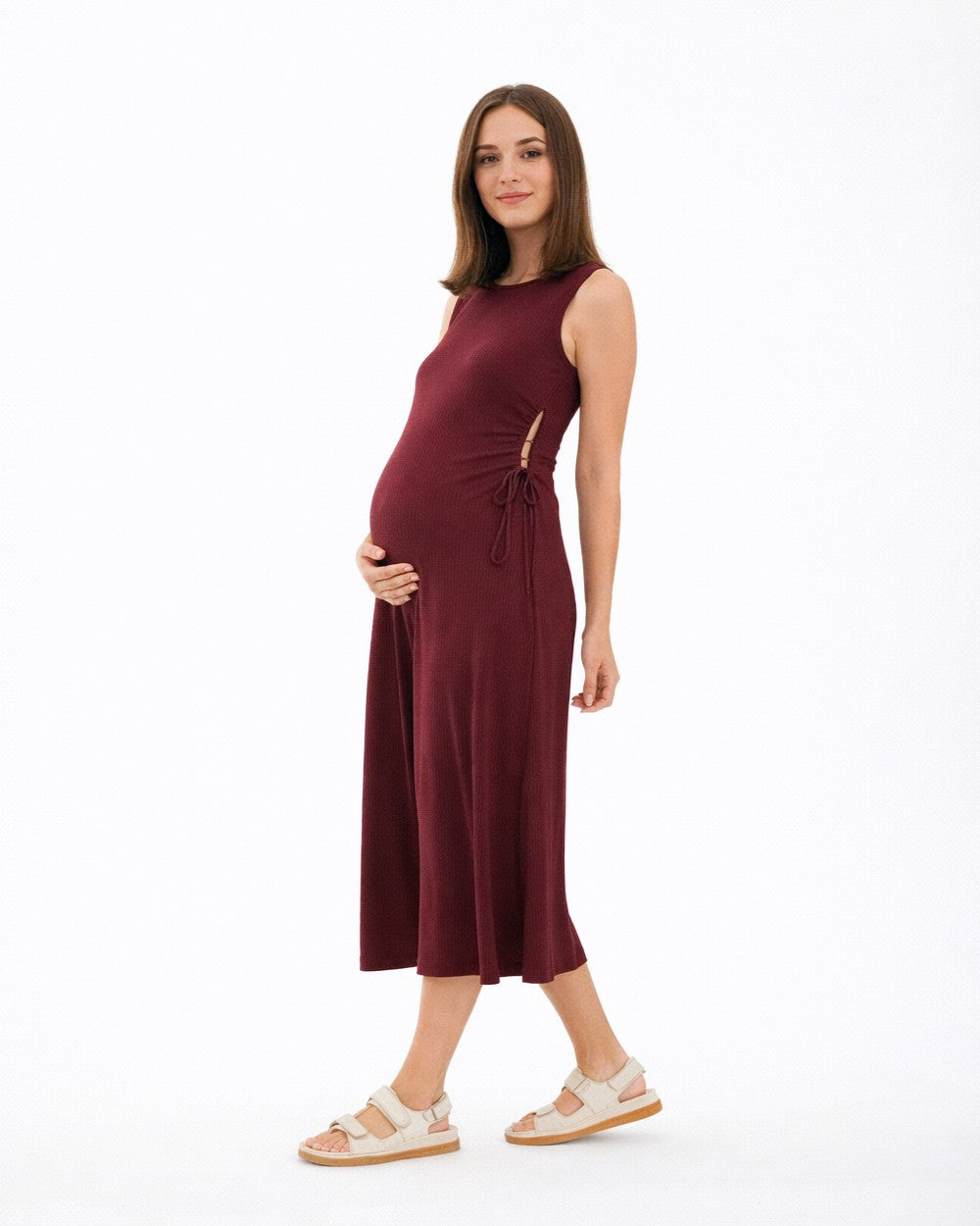 Carol Rib A-line Dress  Maroon