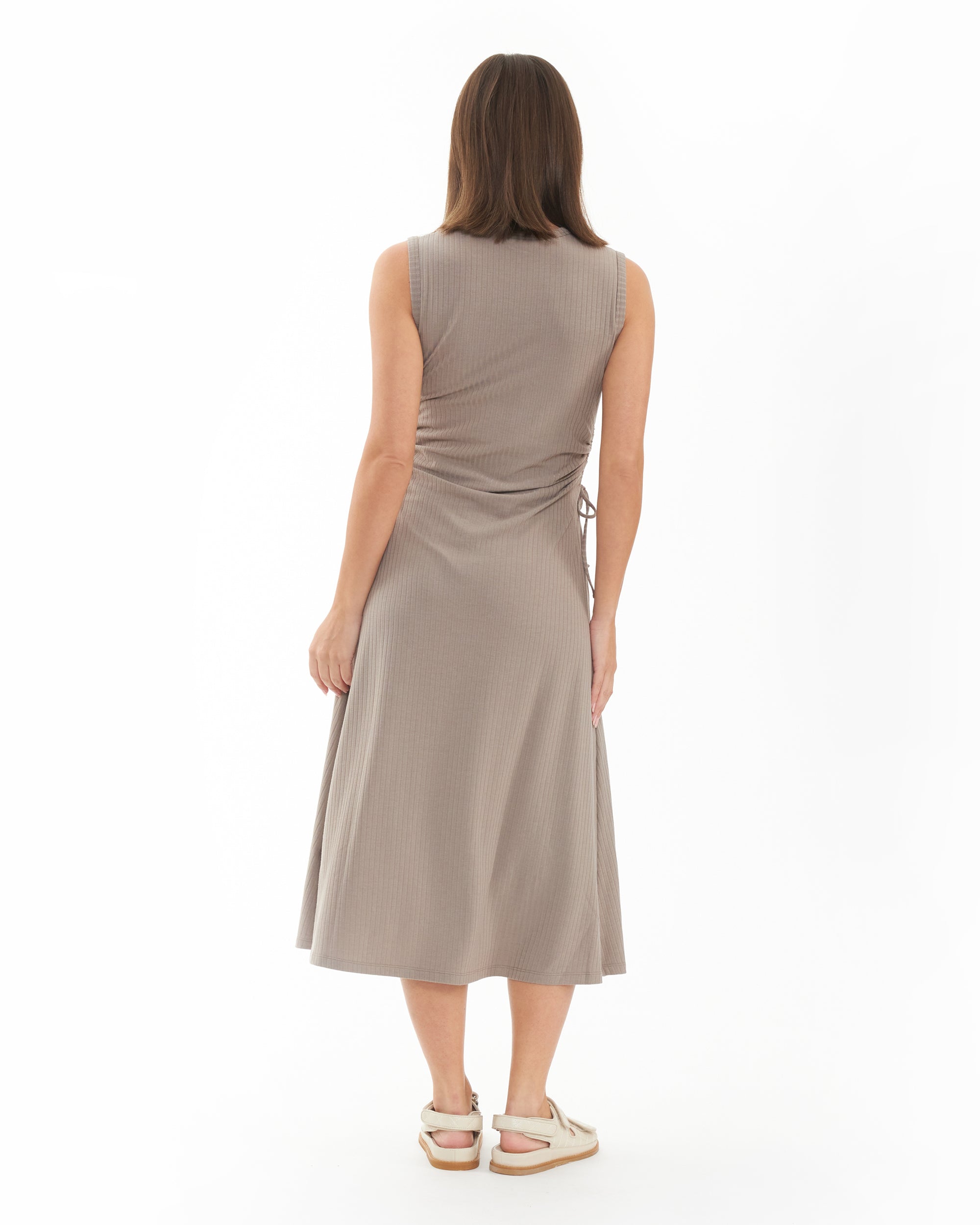 Carol Rib A-line Dress  Taupe