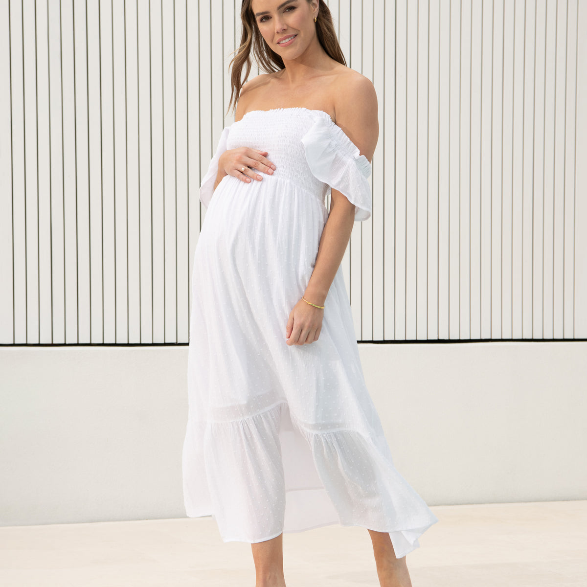 Hail Spot Dress in White | Maternity Dresses