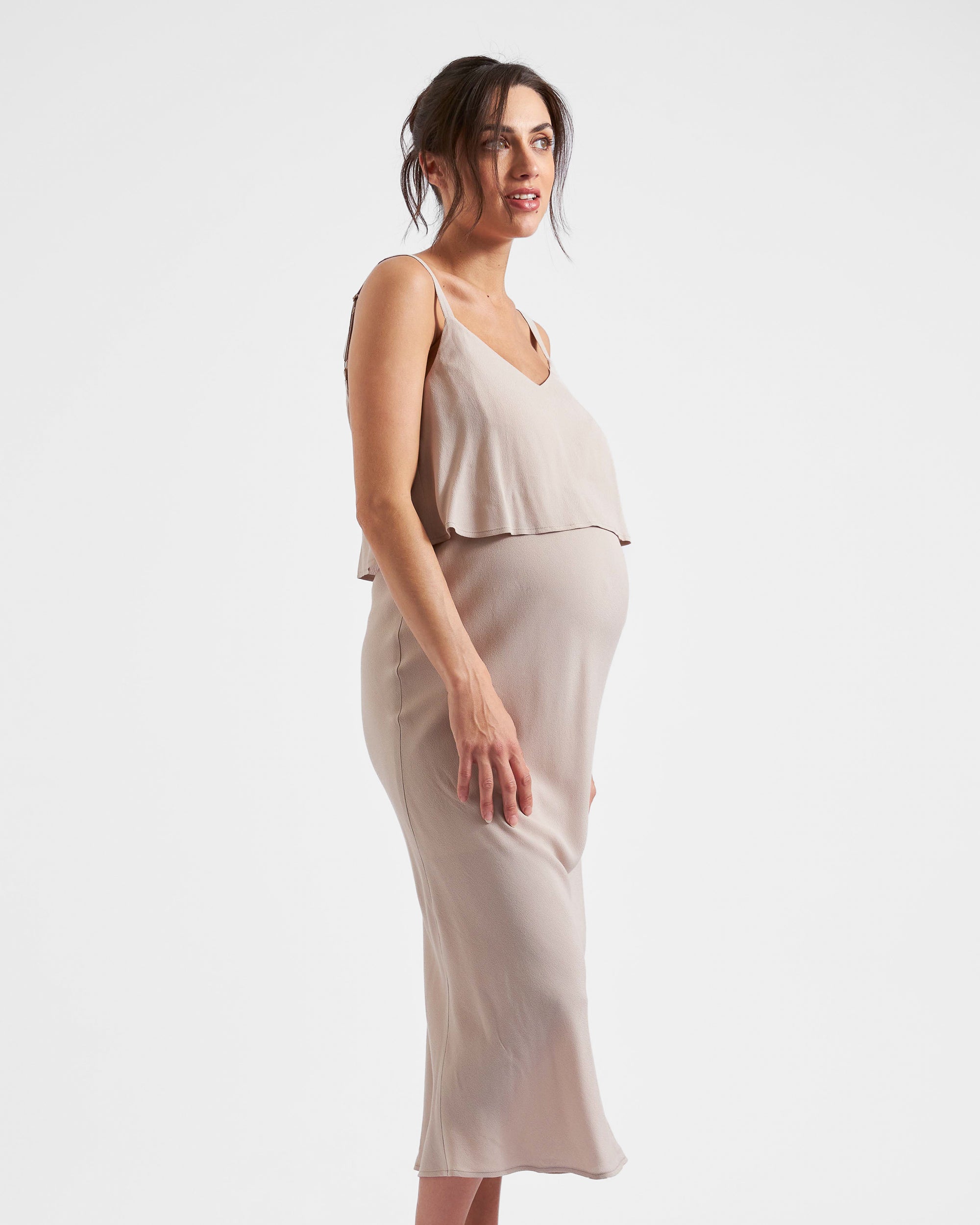 Alma Nursing Slip Dress  Sand