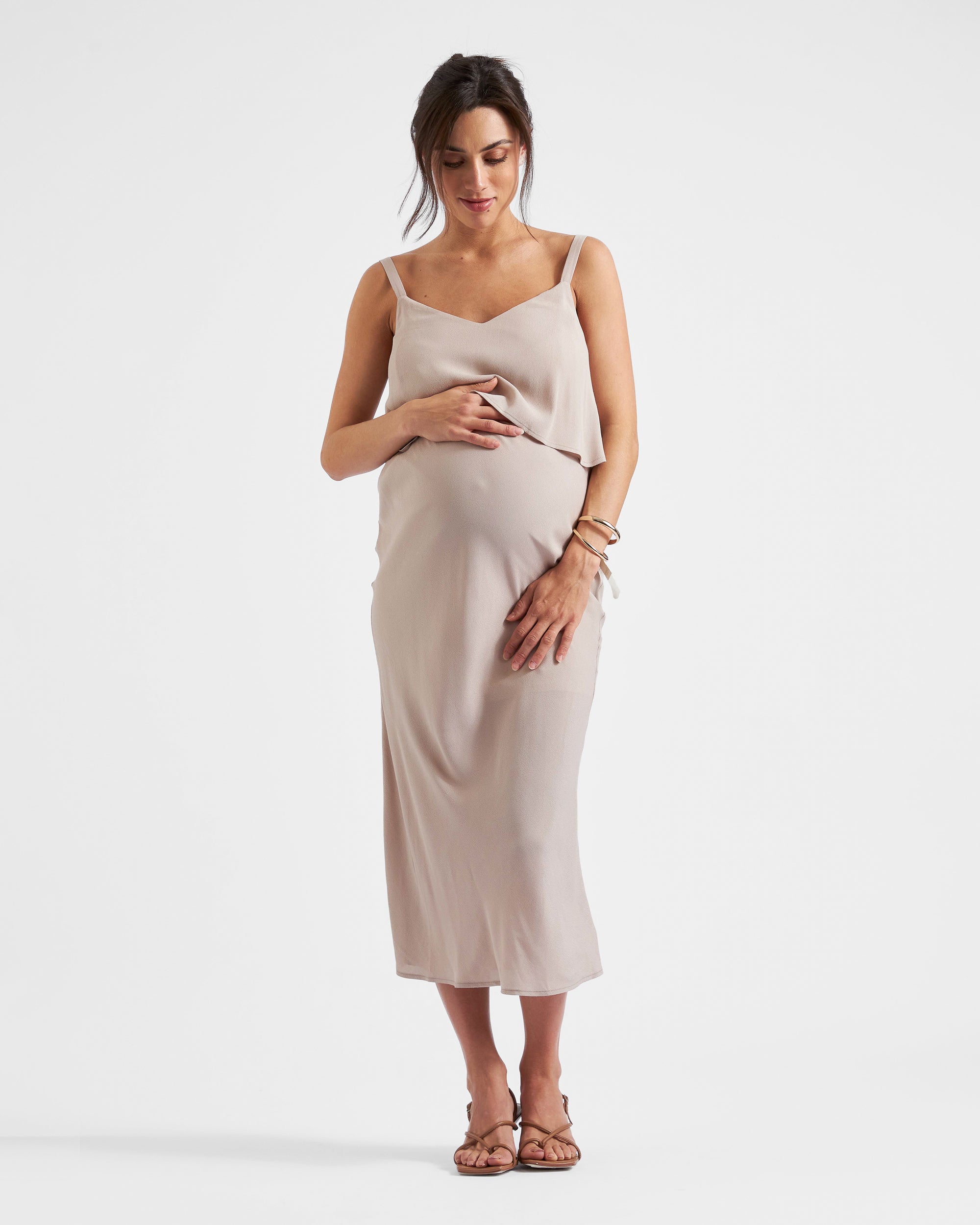 Alma Nursing Slip Dress  Sand
