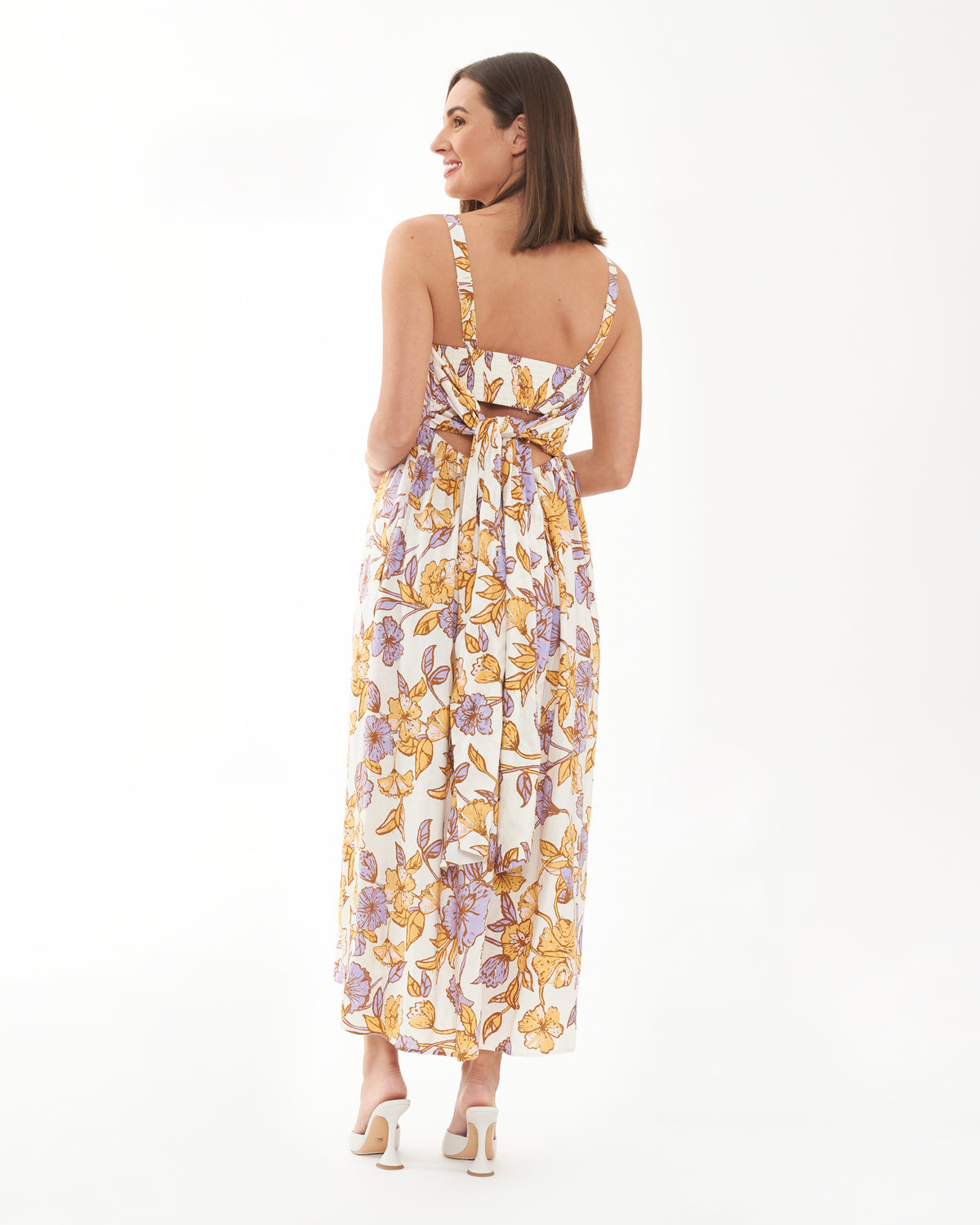 Maya Tie Back Linen Dress  Natural