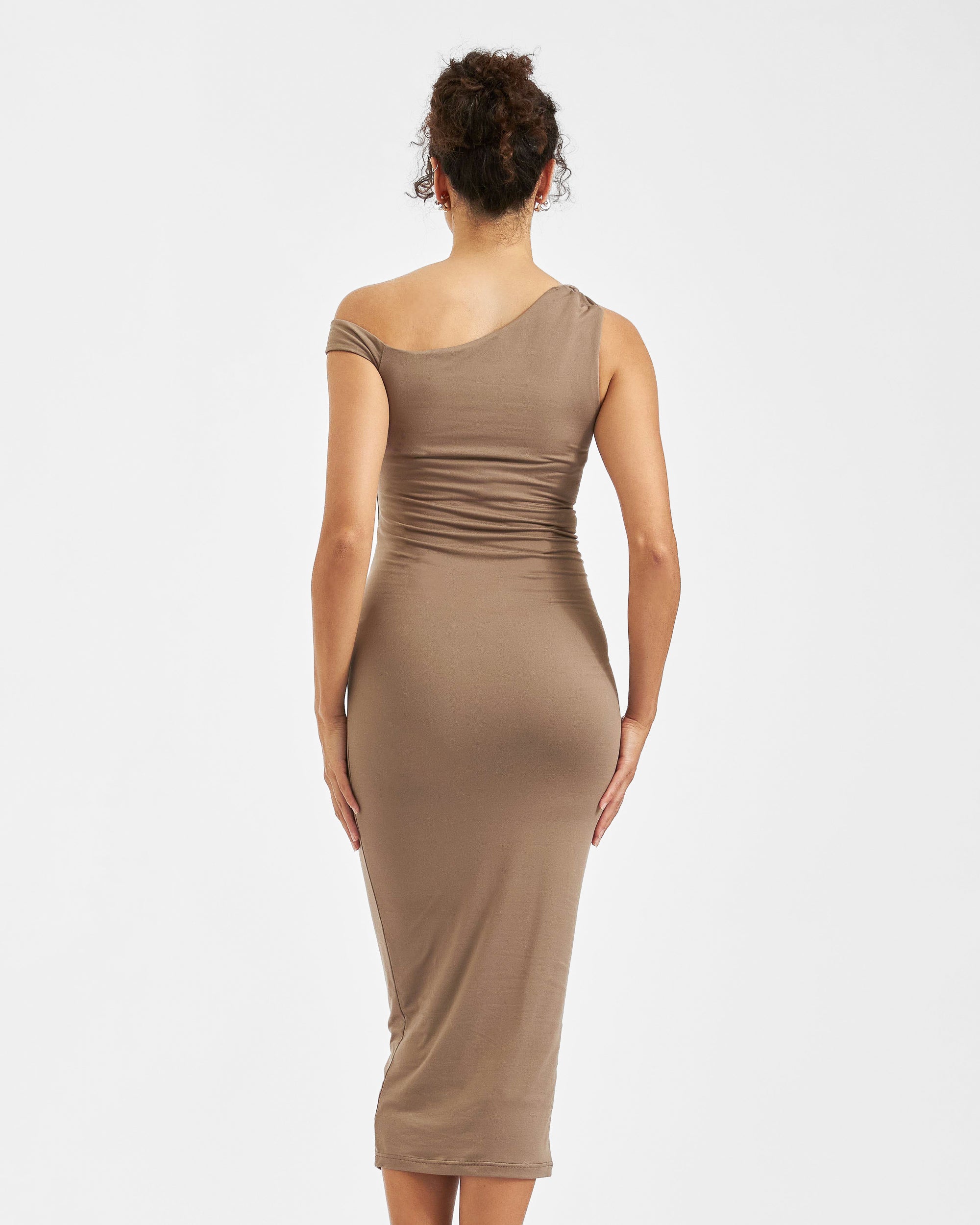 Luxe Knit Off Shoulder Dress Mocha