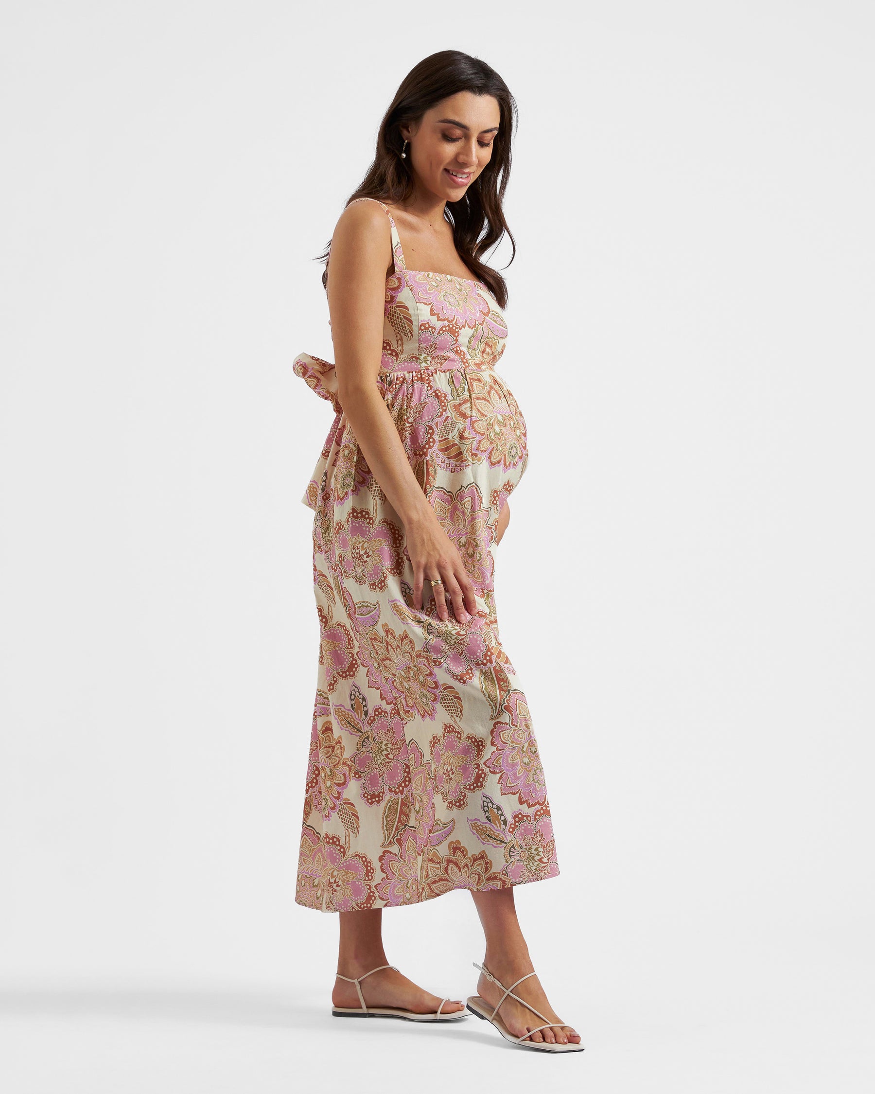 Hope Tie Back Linen Dress  Natural