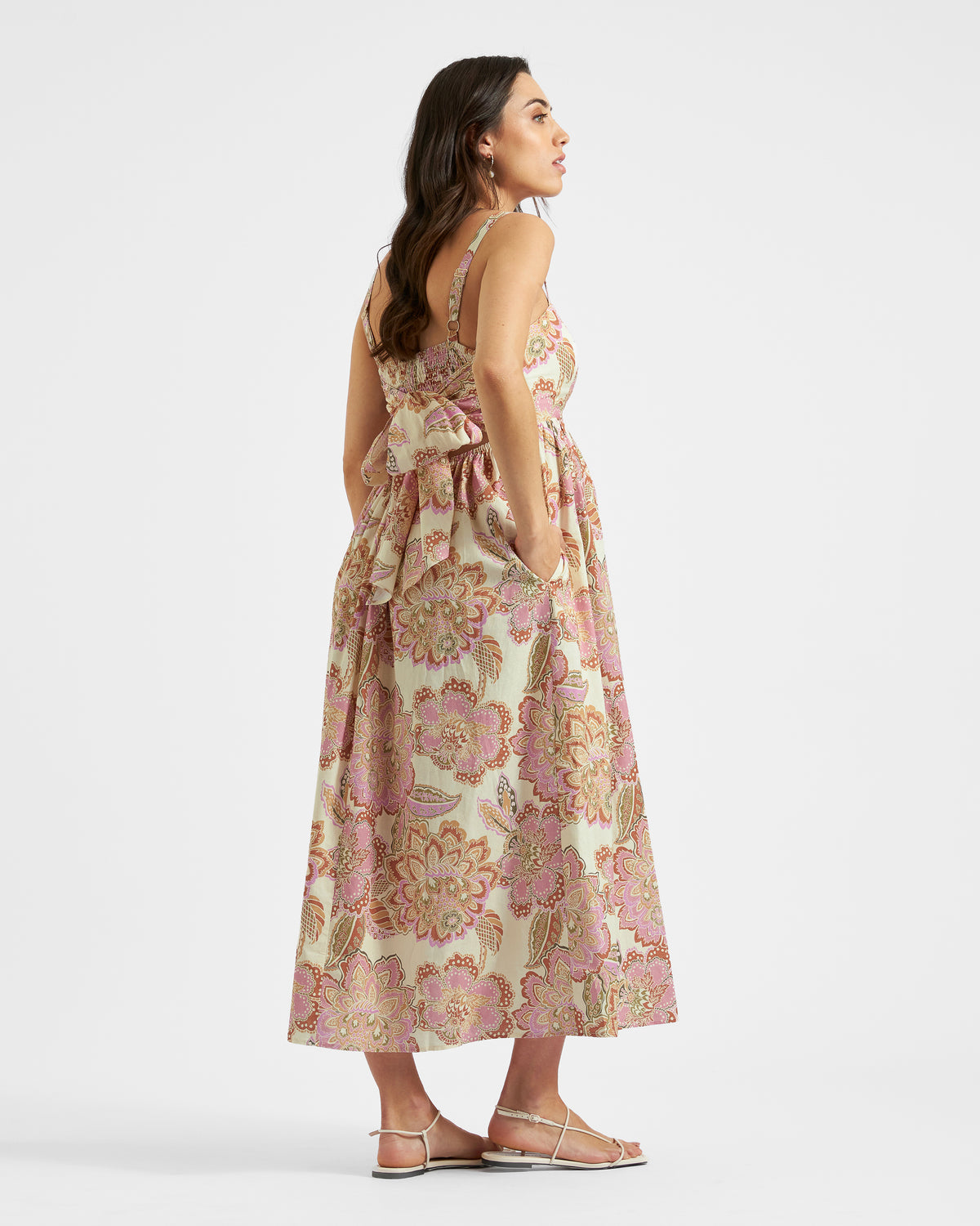 Hope Tie Back Linen Dress  Natural