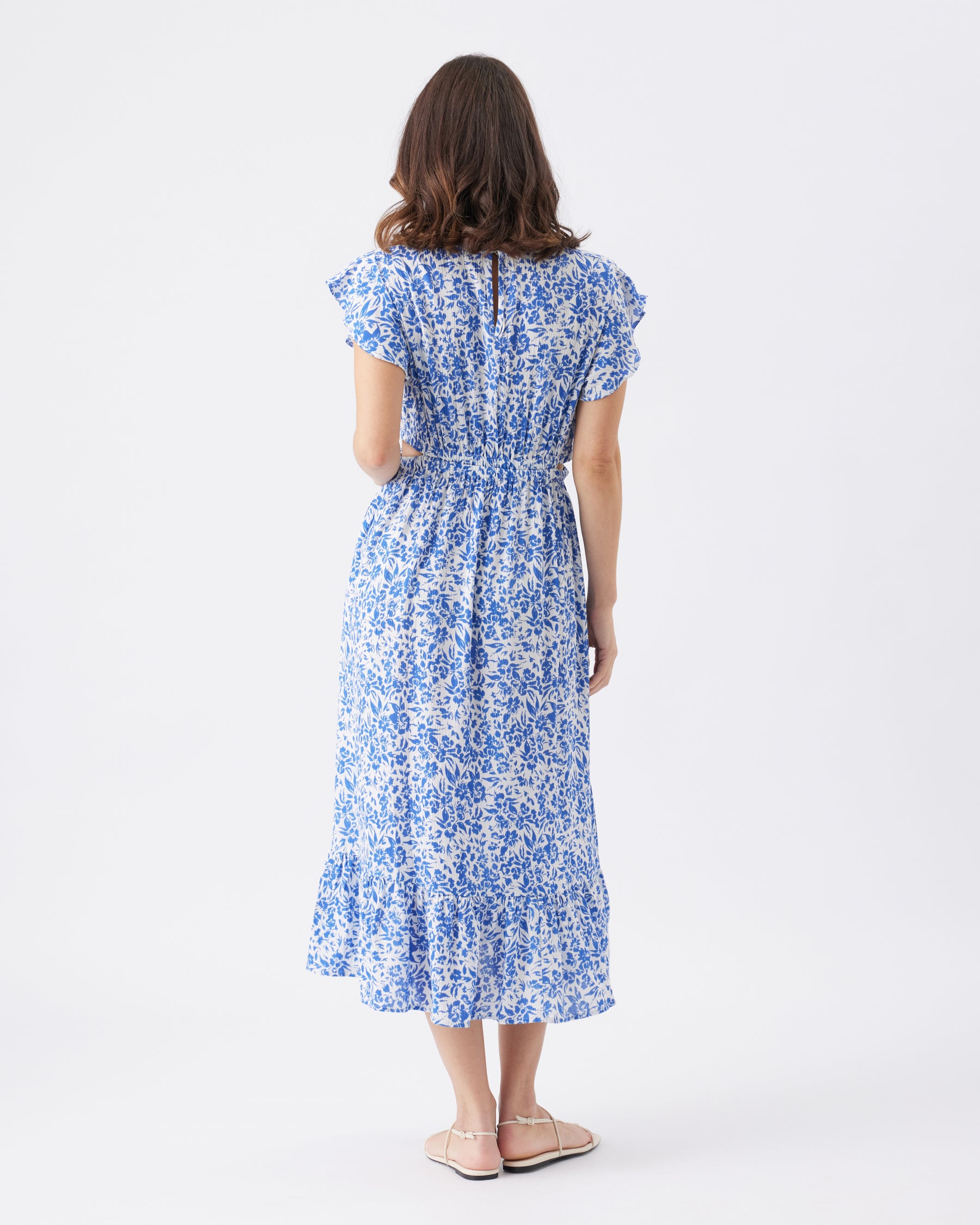 Pippa Cut Out Dress Royal / White