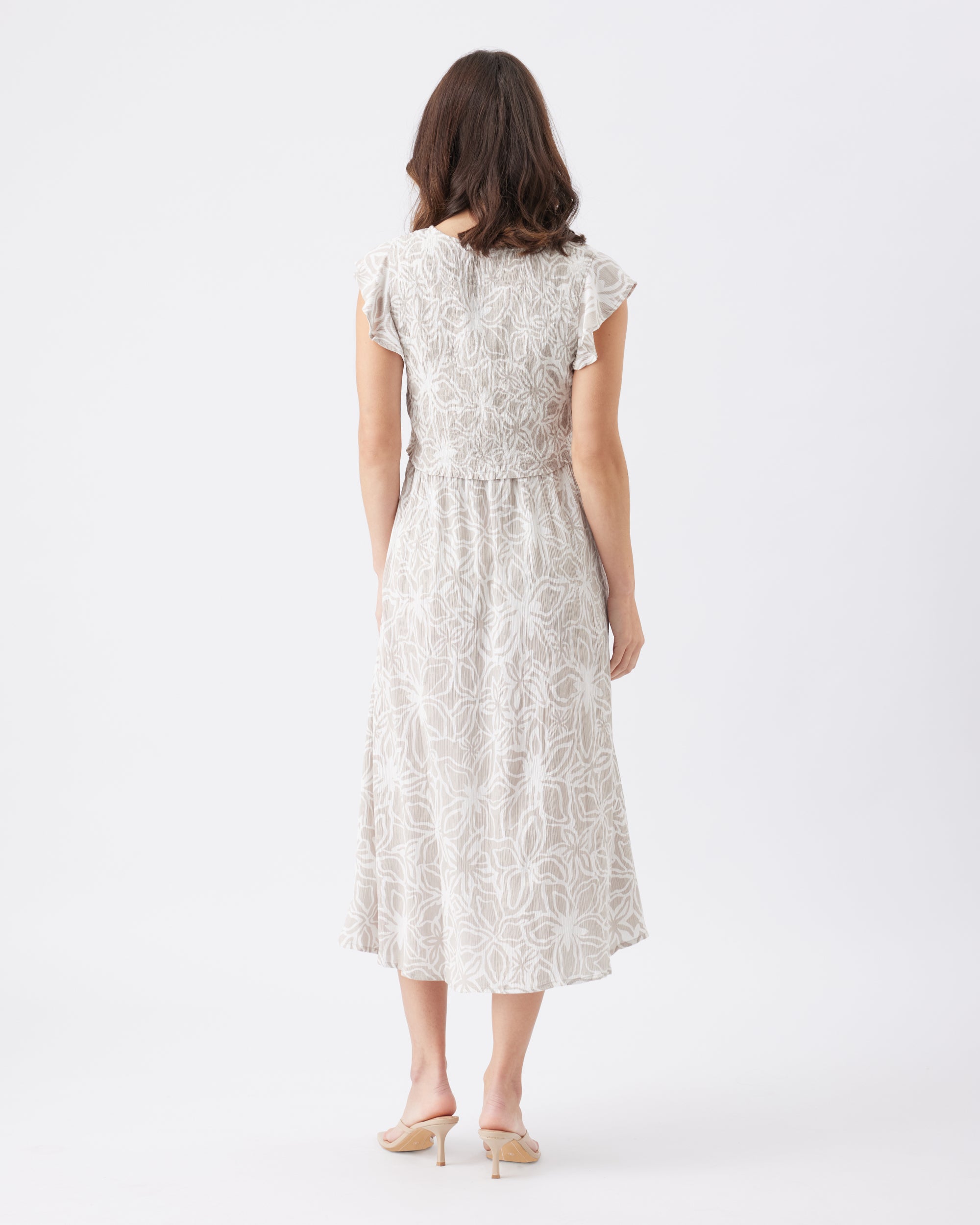 Alona Nursing Dress  Sand / White