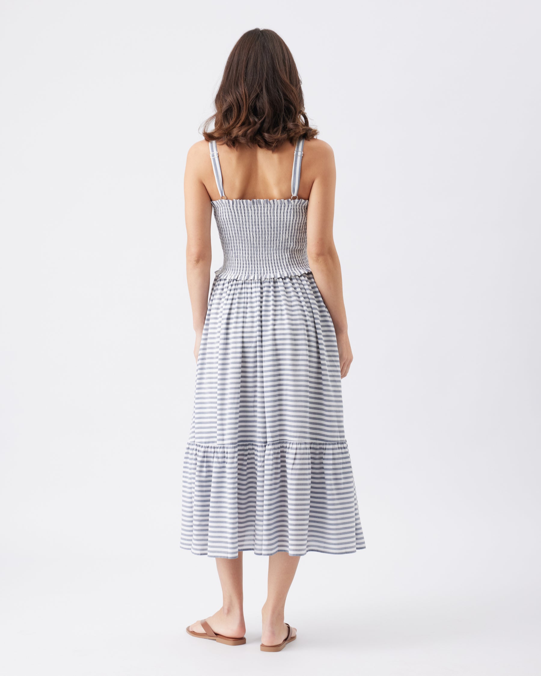 Sofia Stripe Dress  Indigo / White
