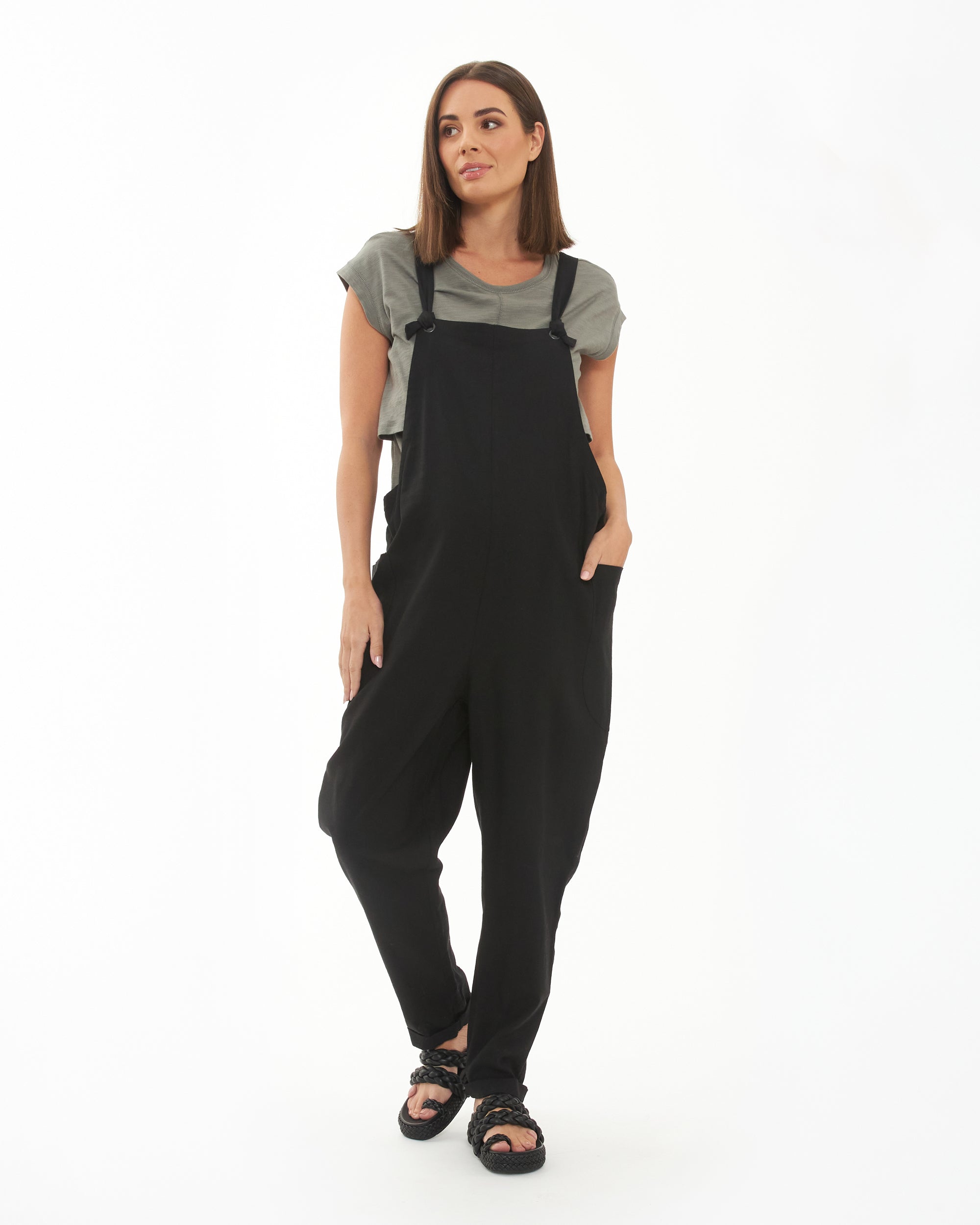 Poppy Linen Jumpsuit Black