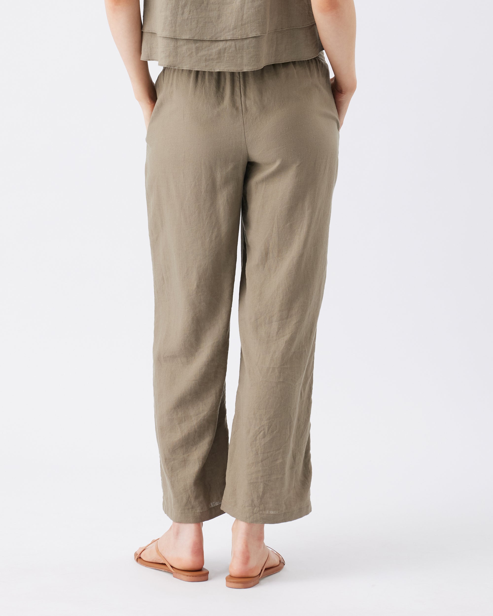 Indi Wide Leg Linen Pant Olive