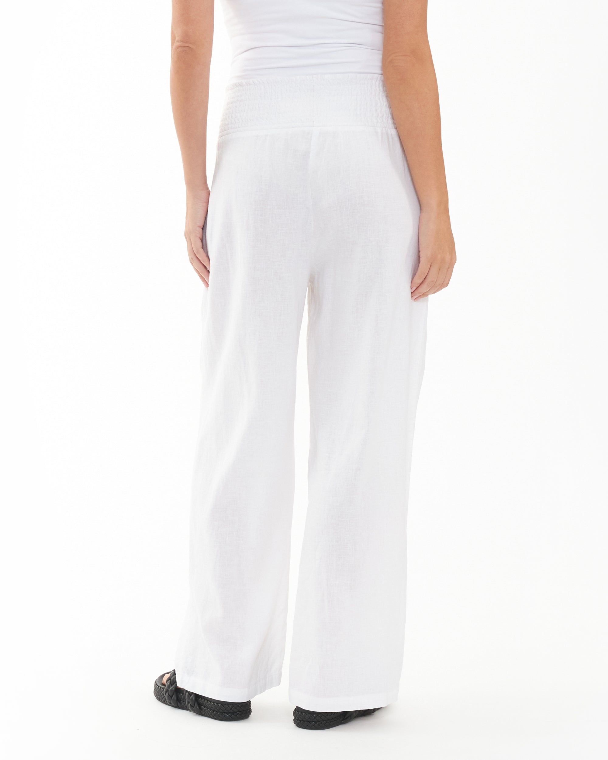 Indi Wide Leg Linen Pant White