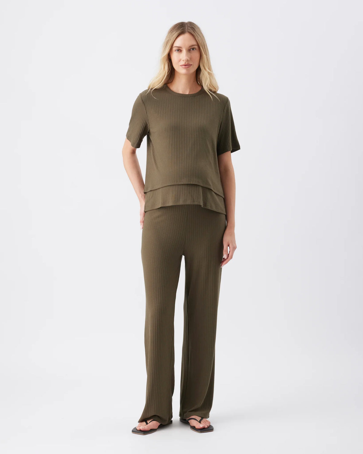 Cindy Rib Pant  Khaki