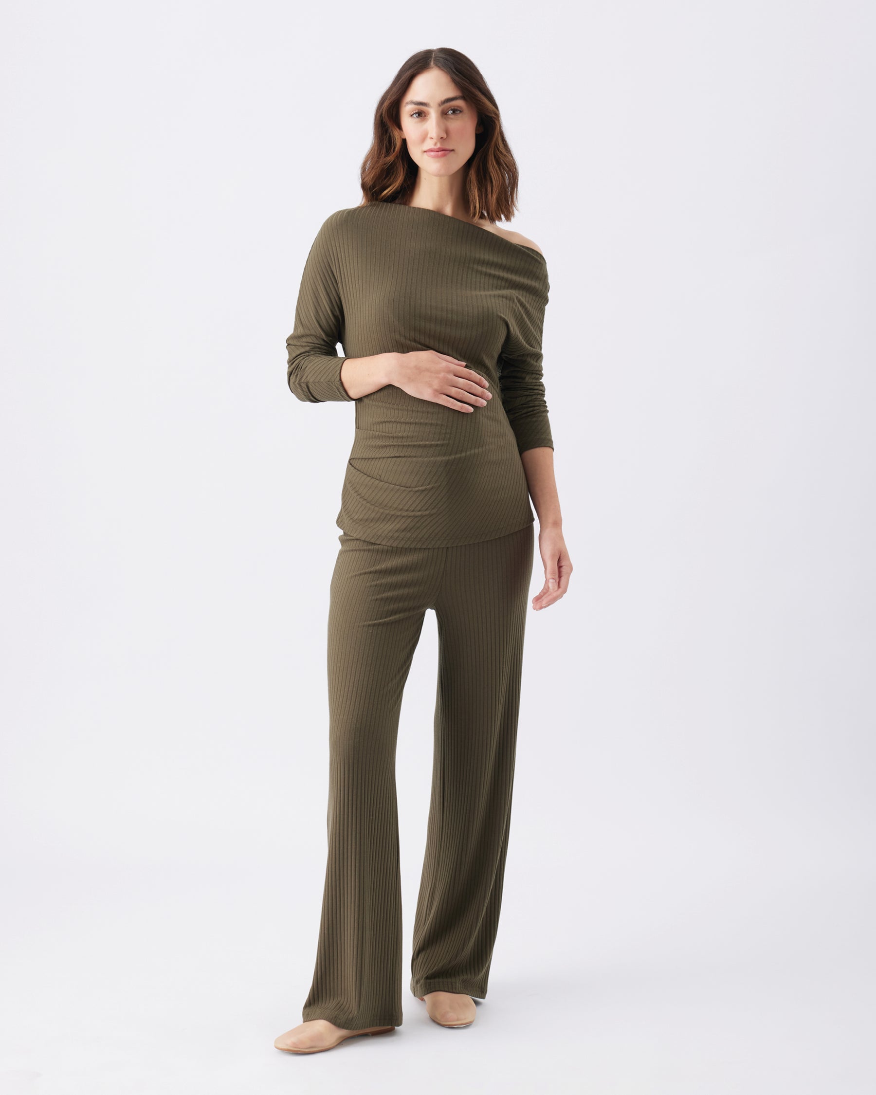 Cindy Rib Pant  Khaki
