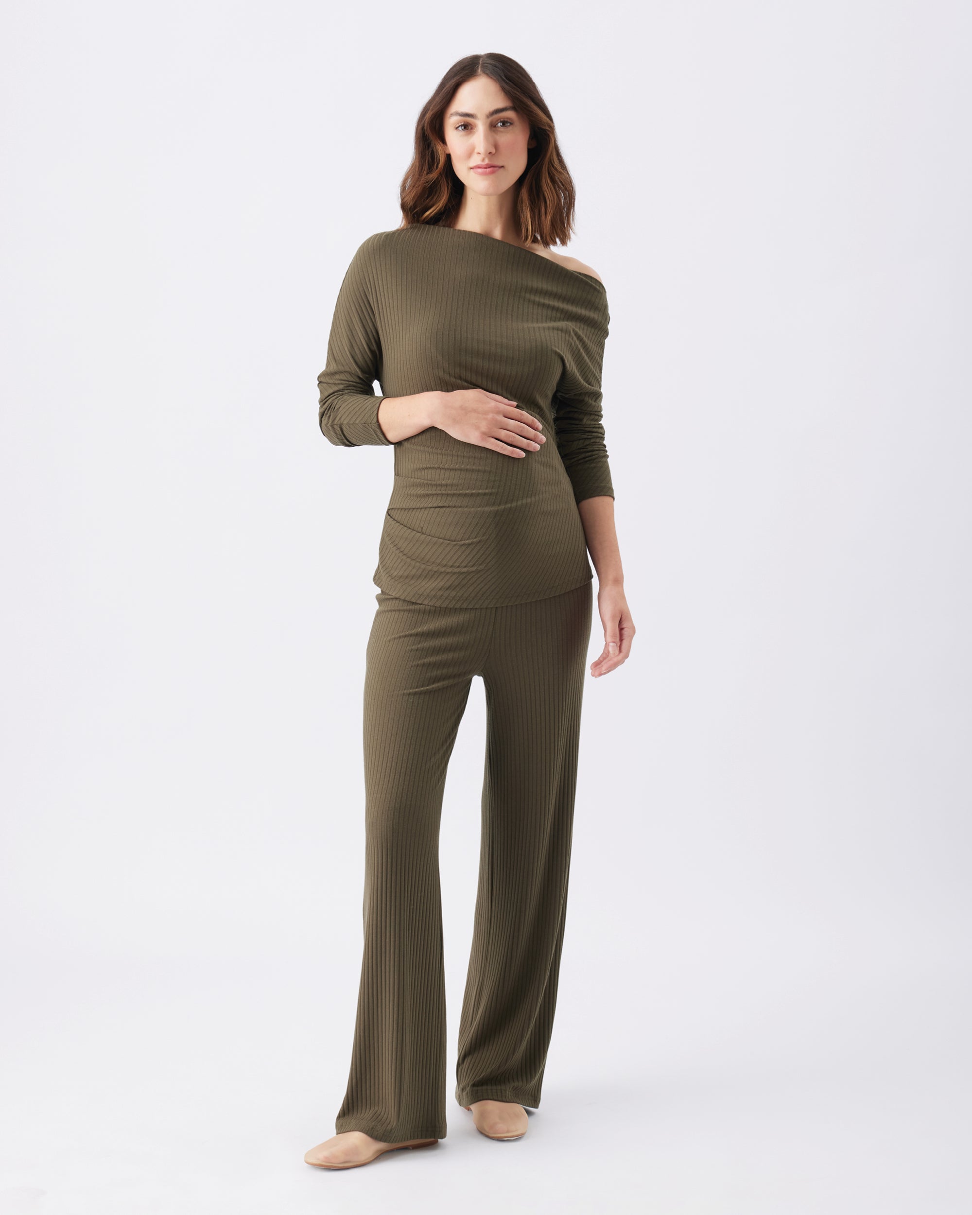 Cindy Rib Pant  Khaki