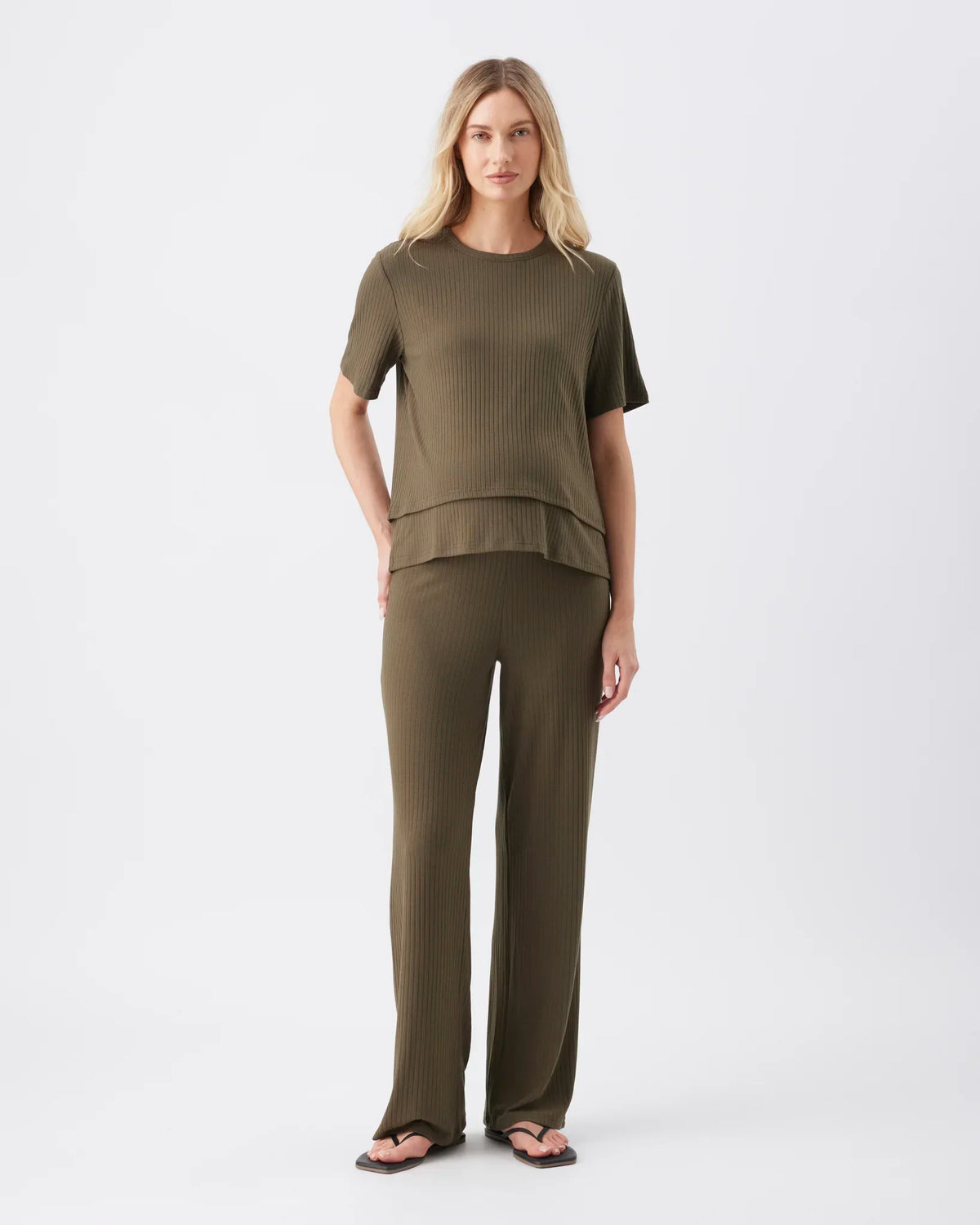 Cindy Rib Pant  Khaki