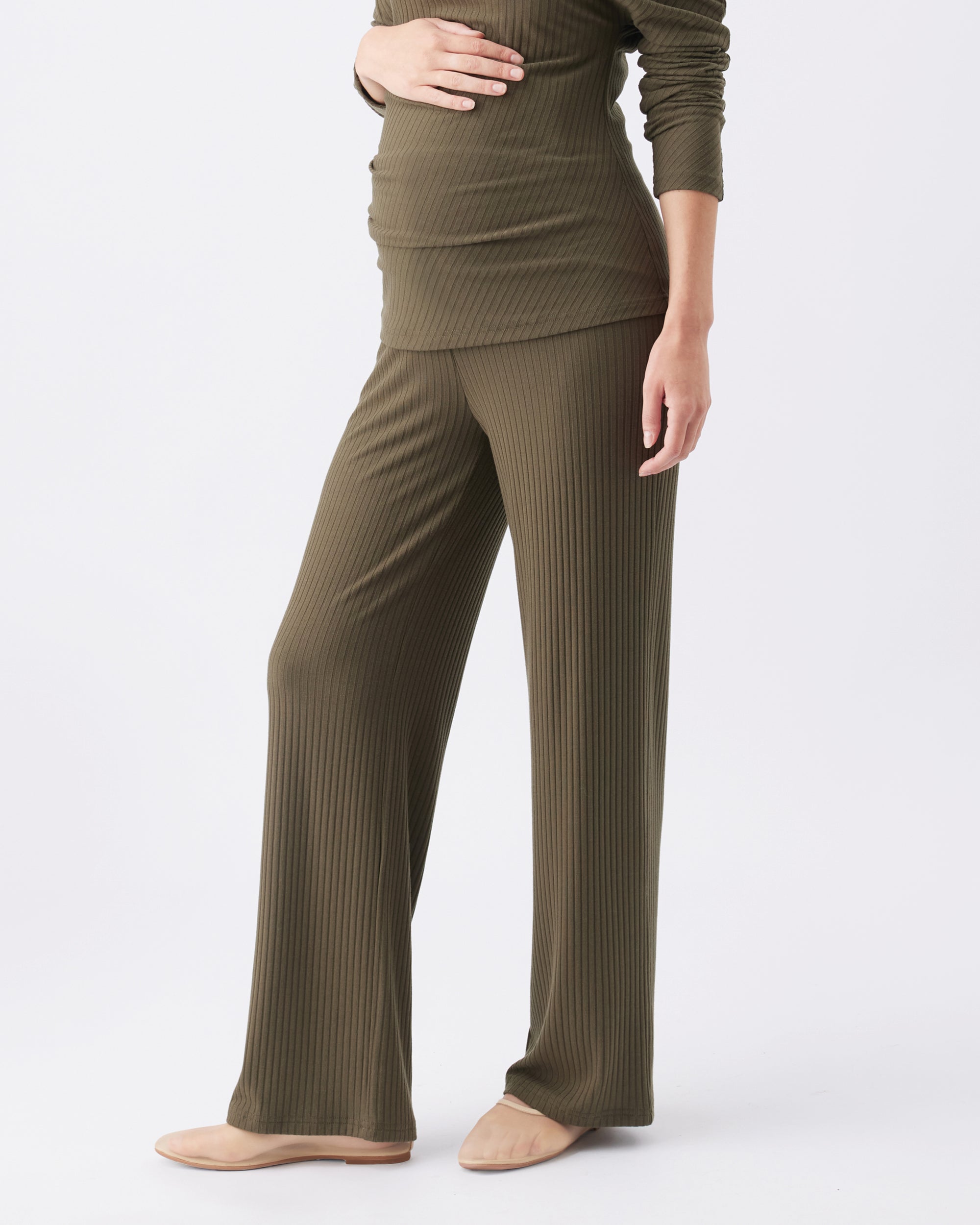 Cindy Rib Pant  Khaki