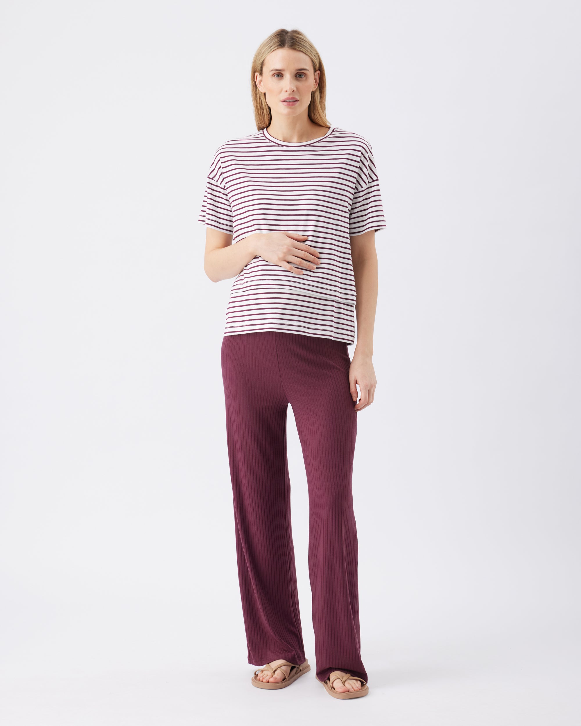 Cindy Rib Pant  Maroon