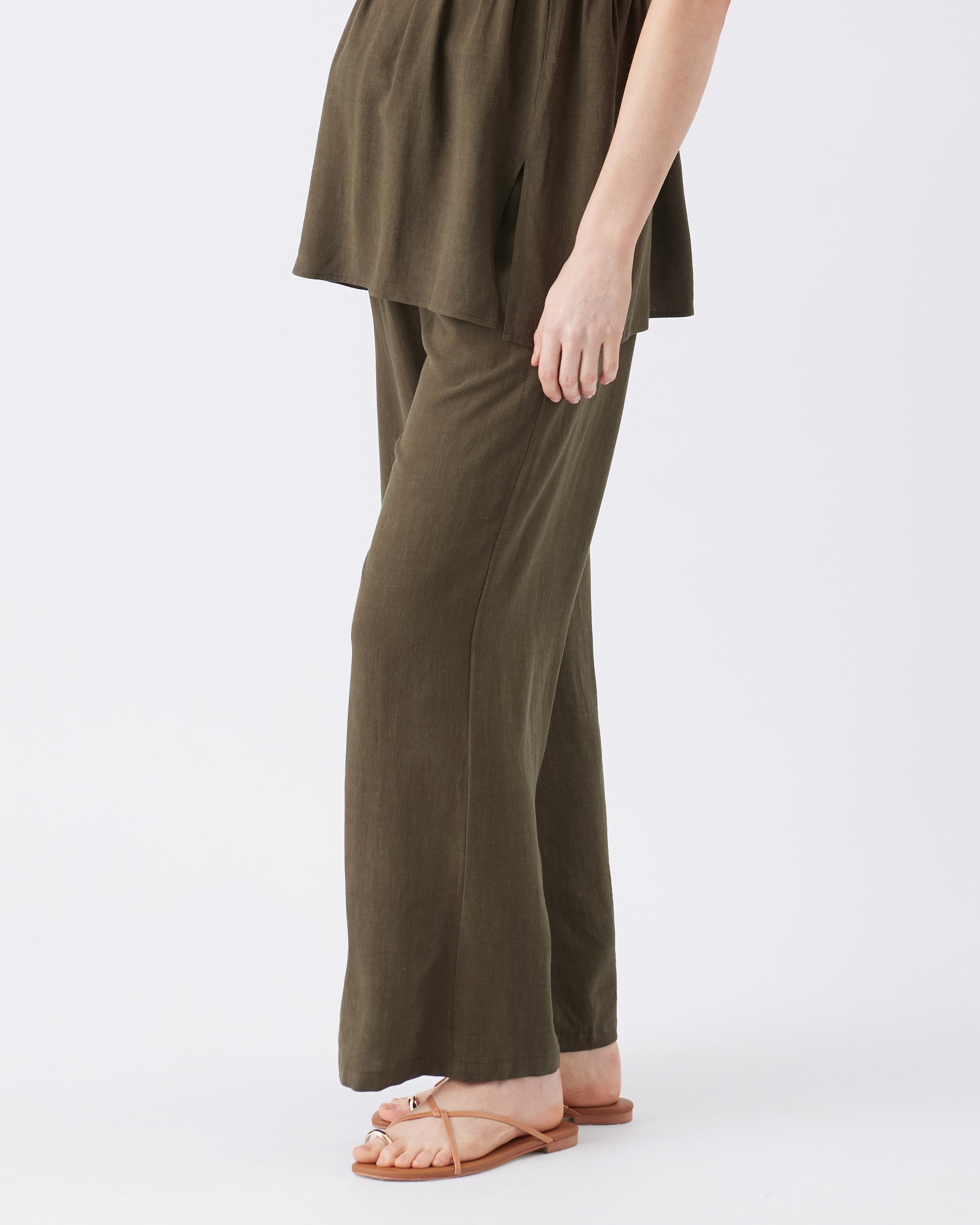 Marlow Shirred Pant Khaki