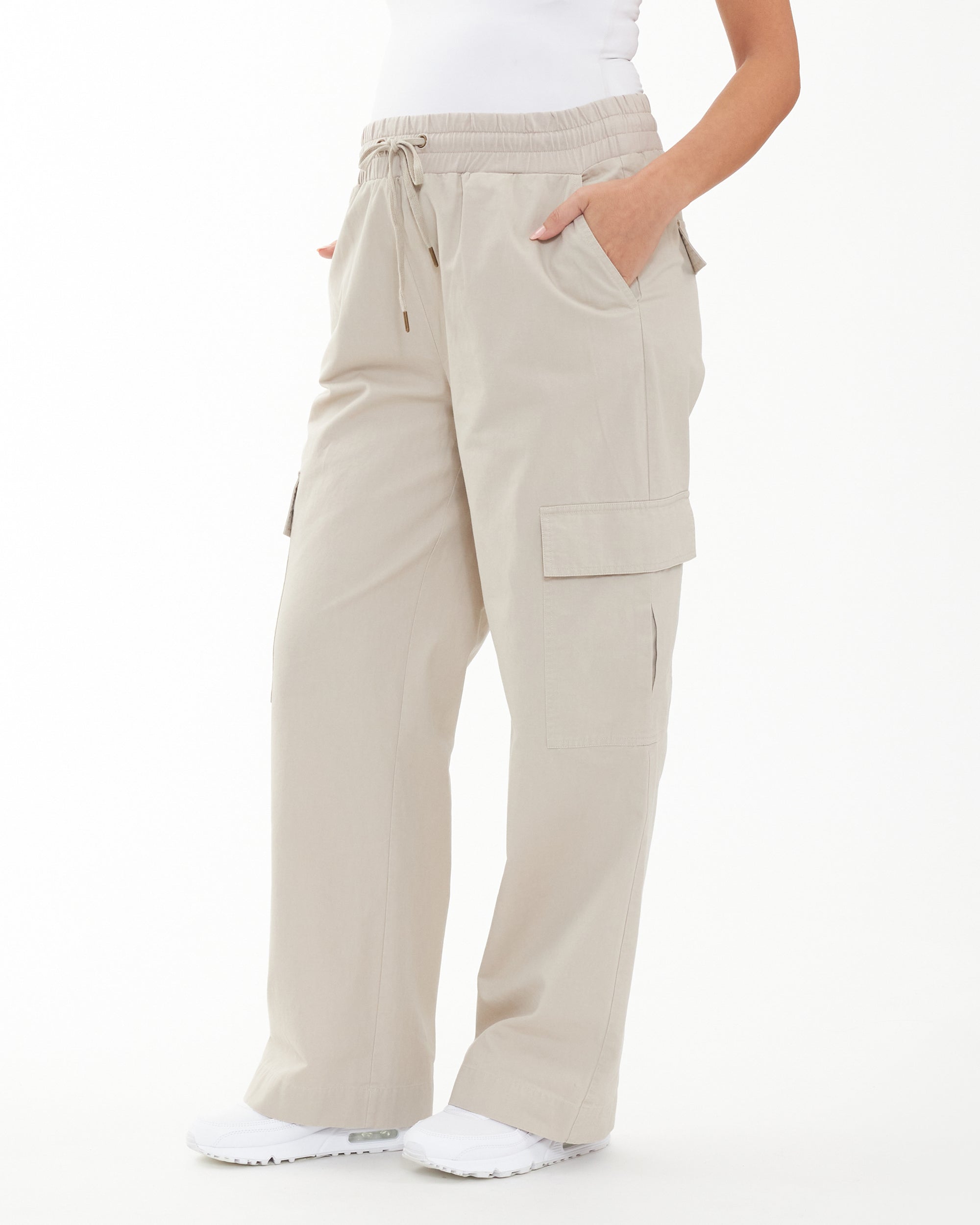 Sueded Twill Khaki Cargo Pants - Grace and Lace