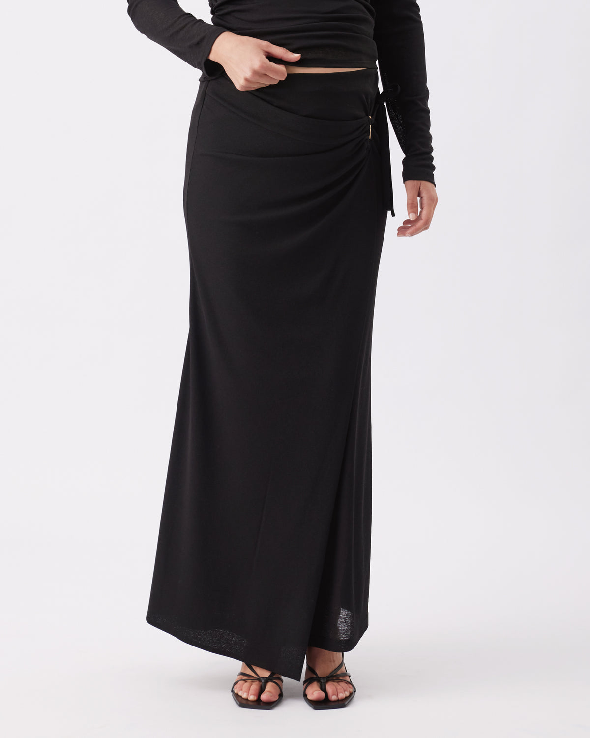 Rhi Mock Wrap Skirt  Black