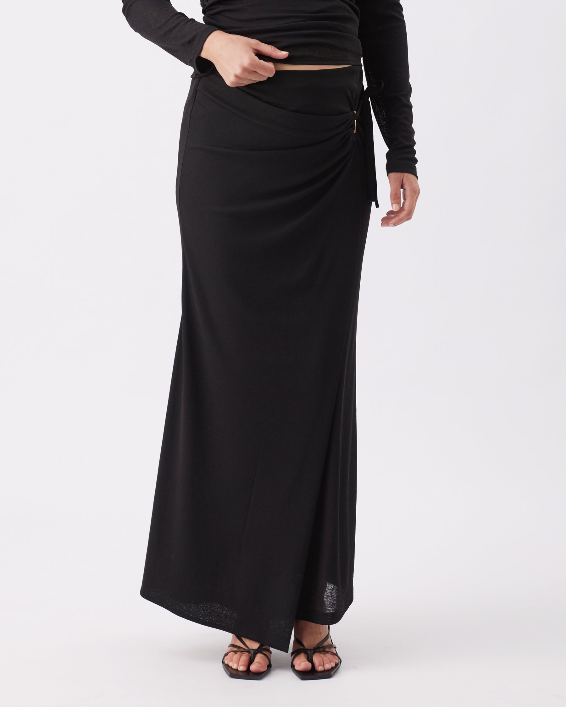 Rhi Mock Wrap Skirt  Black