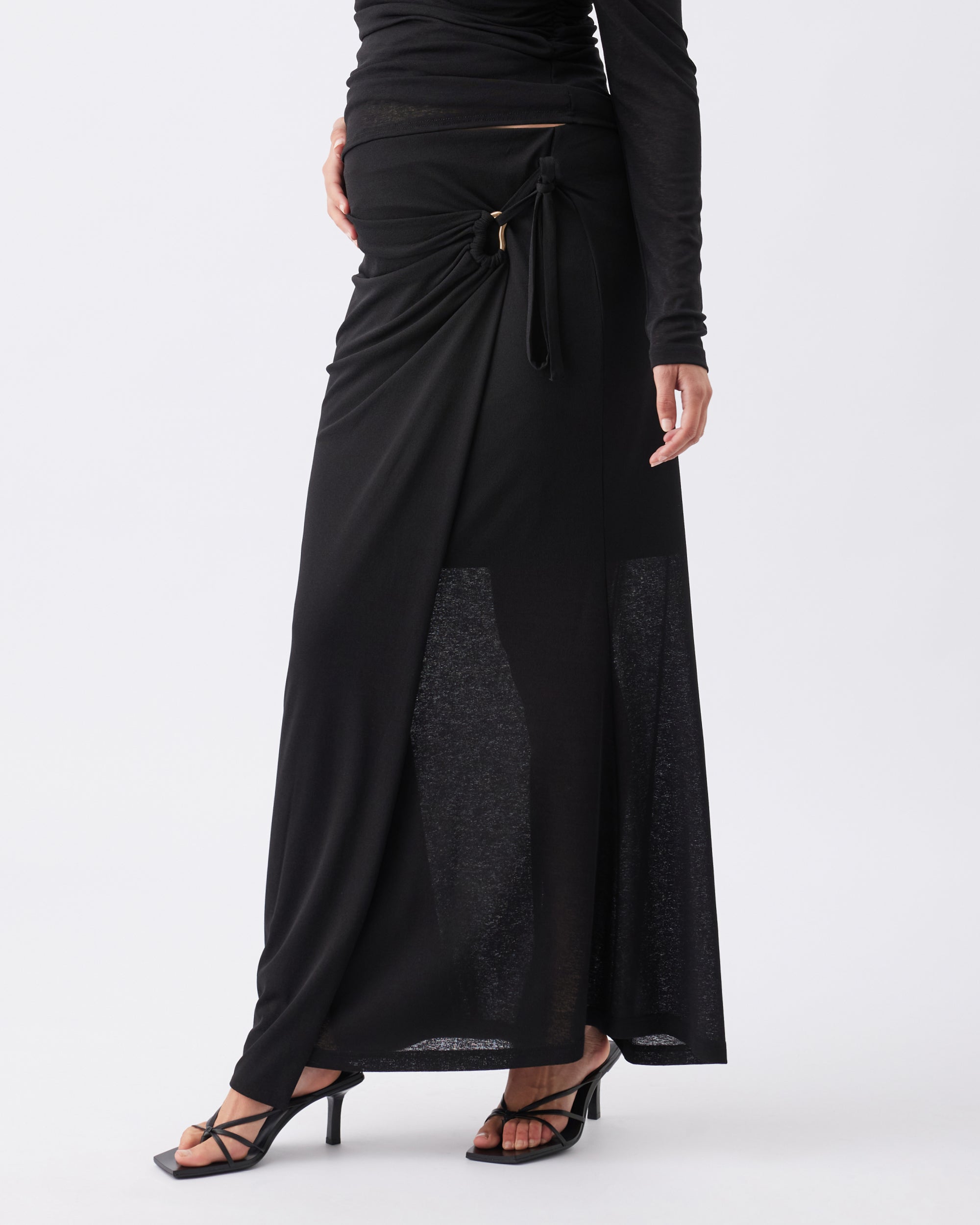 Rhi Mock Wrap Skirt  Black