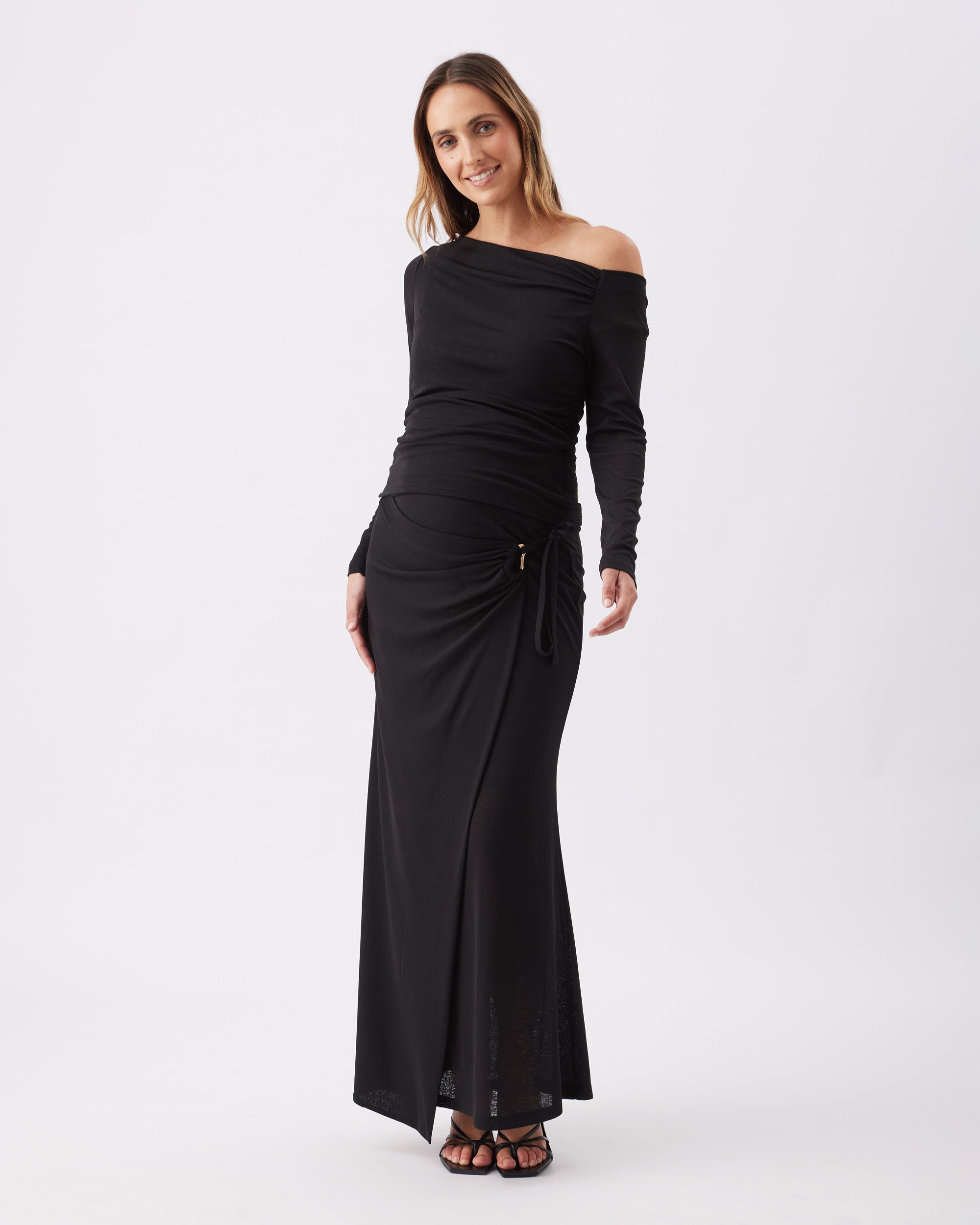 Rhi Mock Wrap Skirt  Black