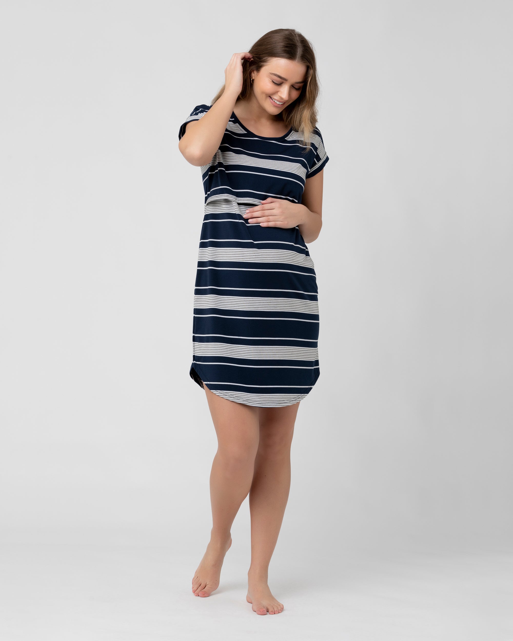Stevie Nursing Nightie Navy / White / Black