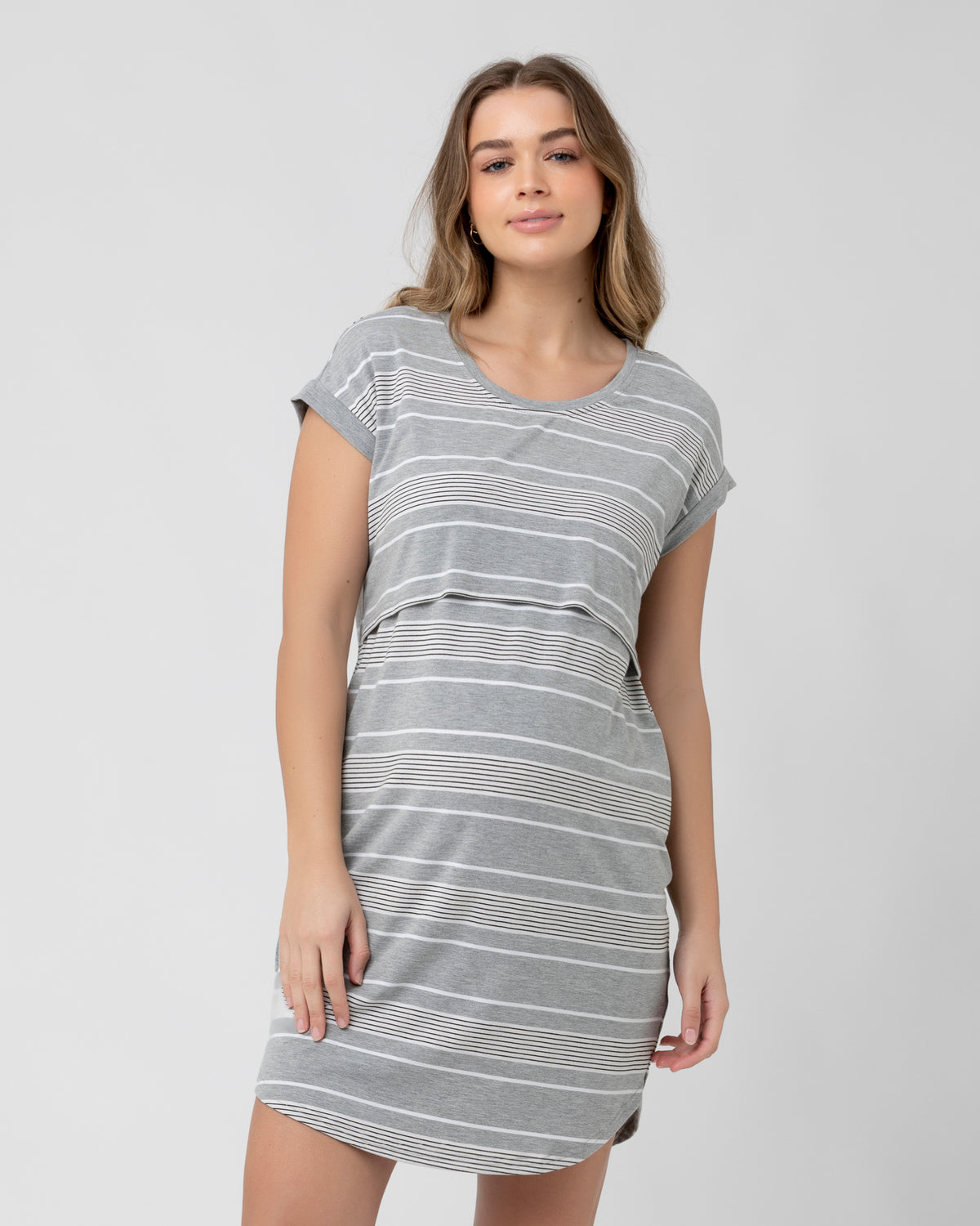 Stevie Nursing Nightie Silver/White/Black