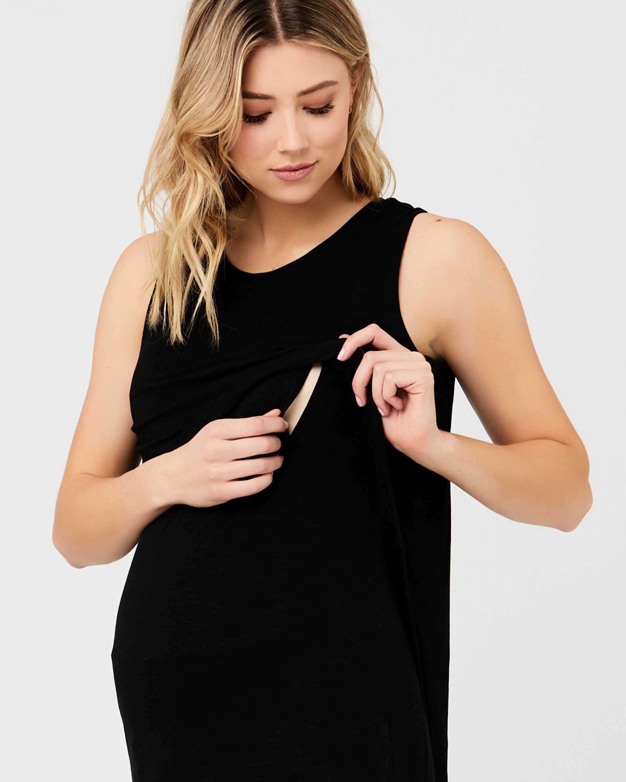 Summer Swing Back Nursing Tank Black