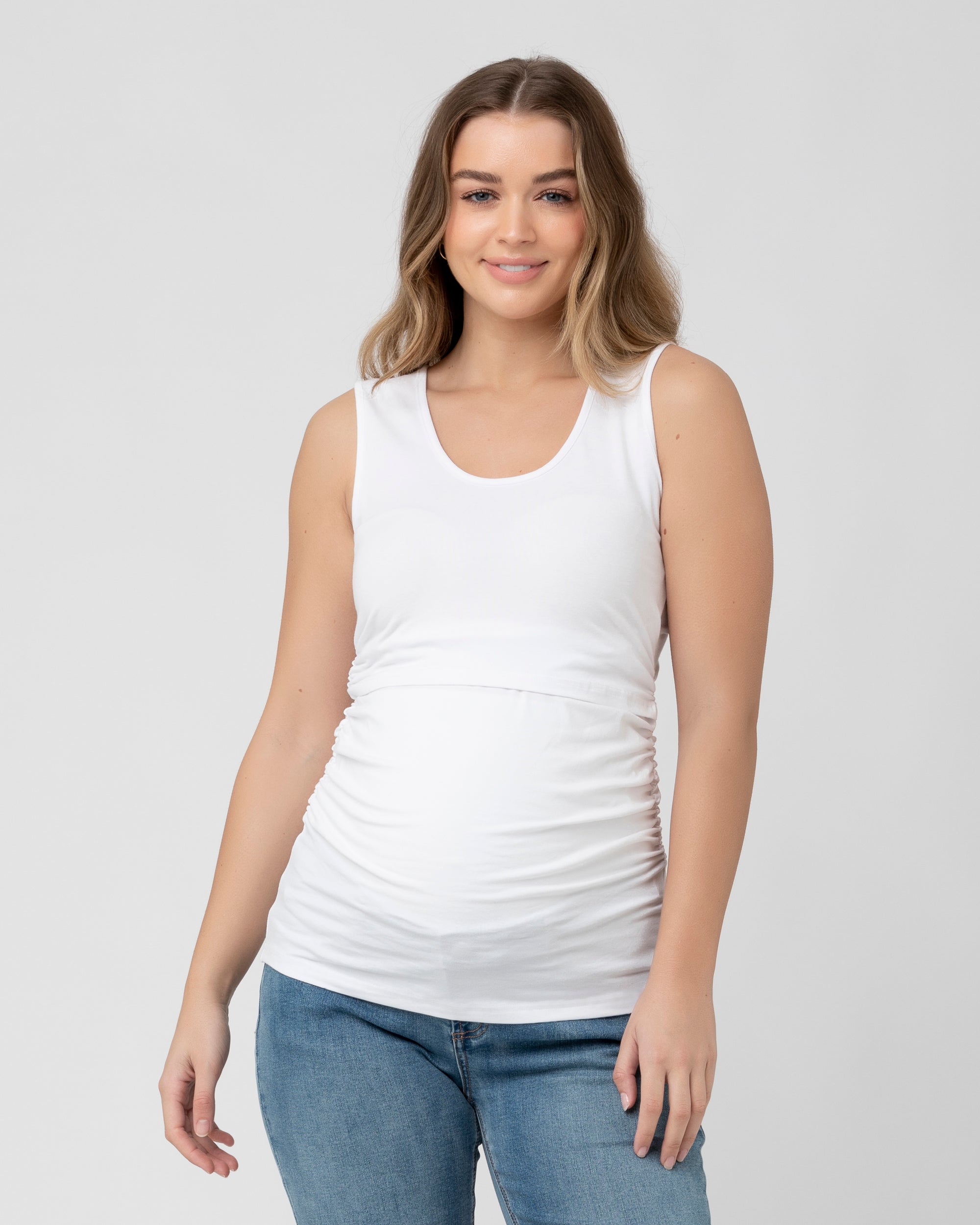 White Maternity Tank Tops - Soft & Stylish Tops for Mums-to-Be