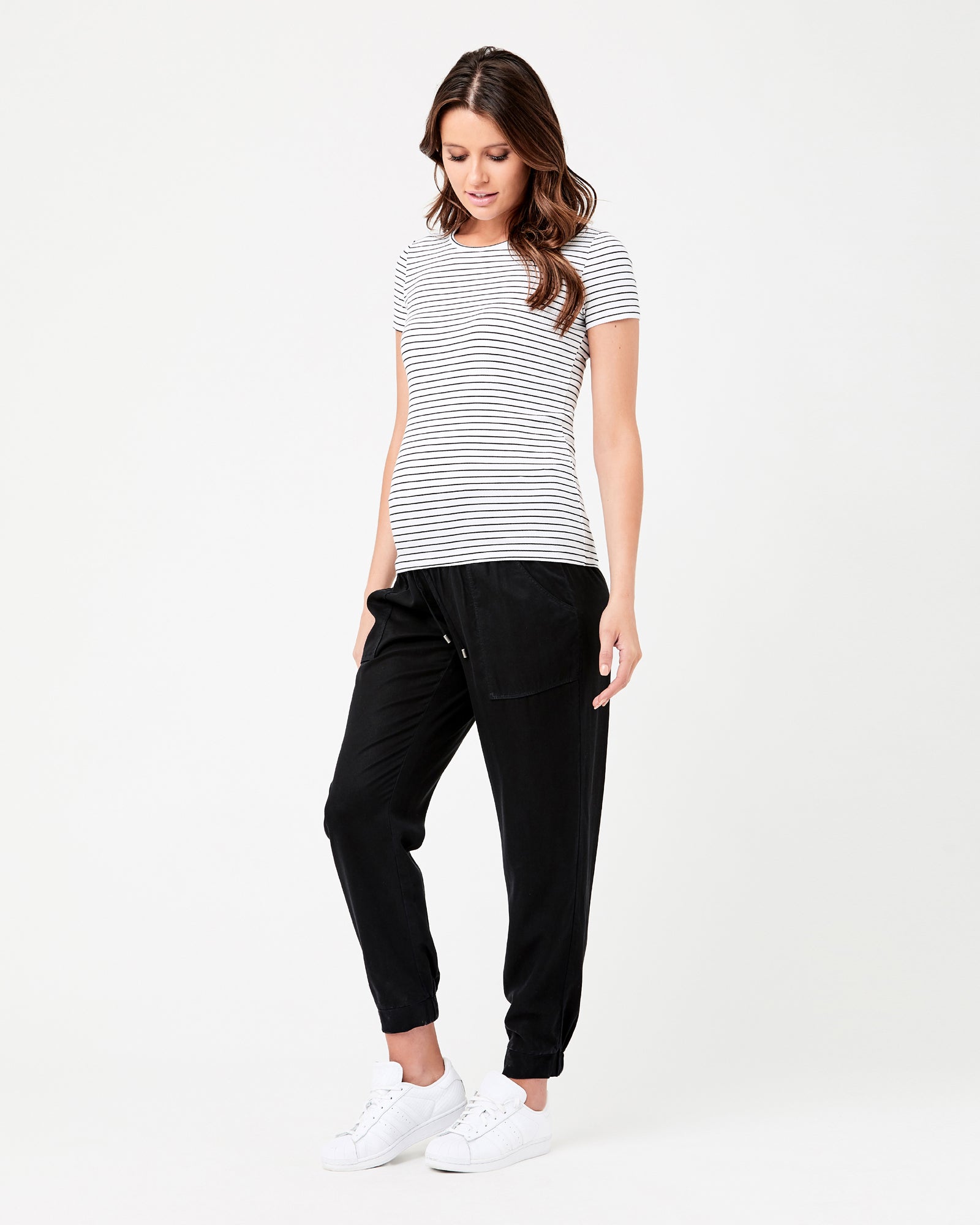 Short Sleeve Round About Tee White / Black