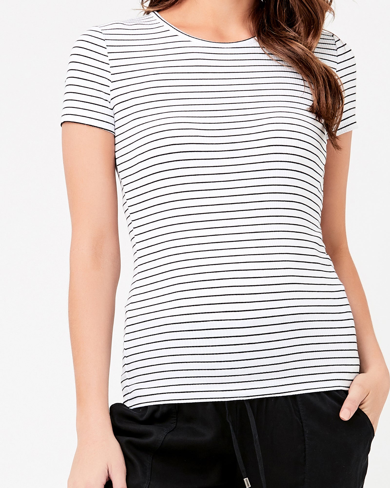 Short Sleeve Round About Tee White / Black