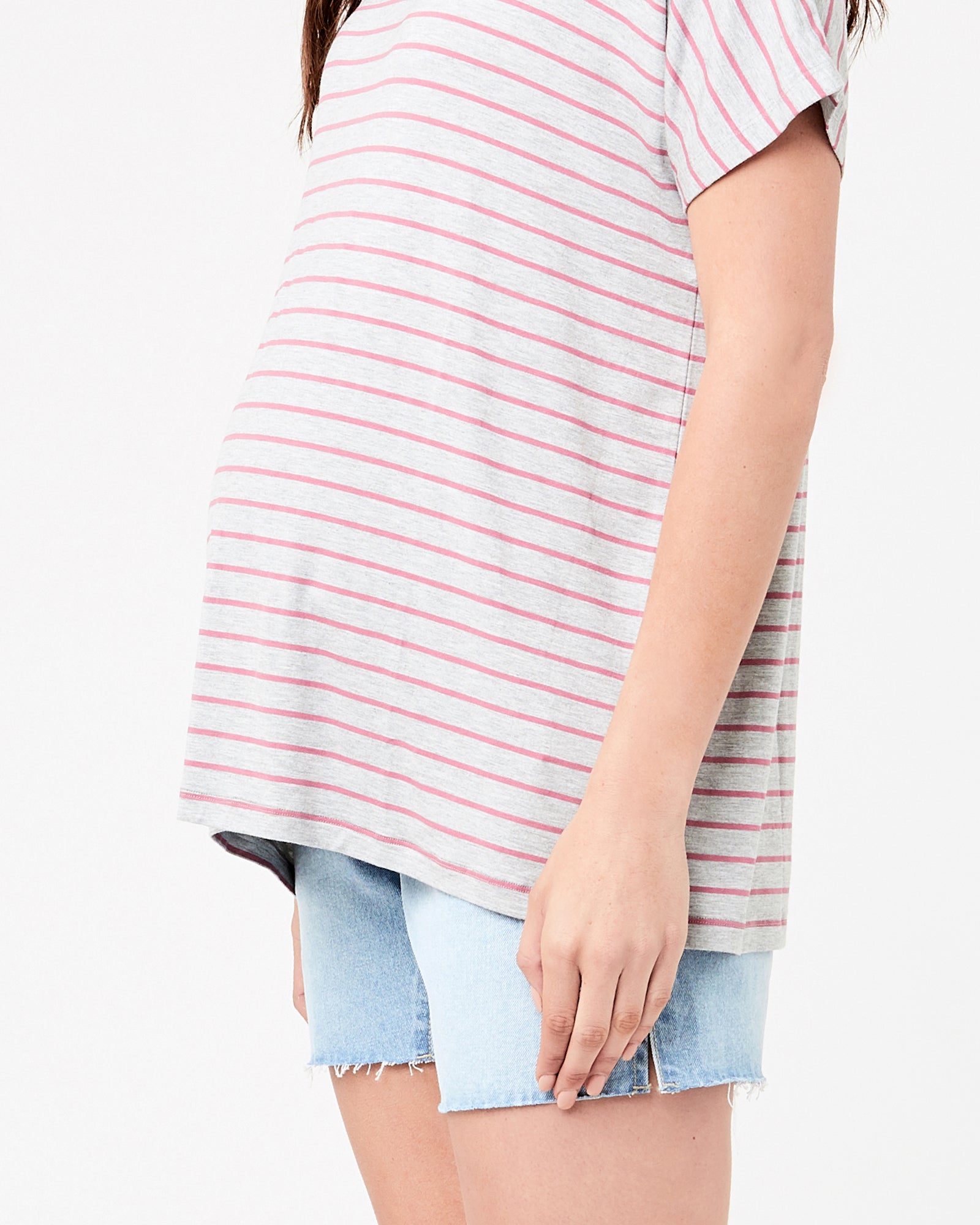 Harper Relaxed Tee Silver Marle / Rose