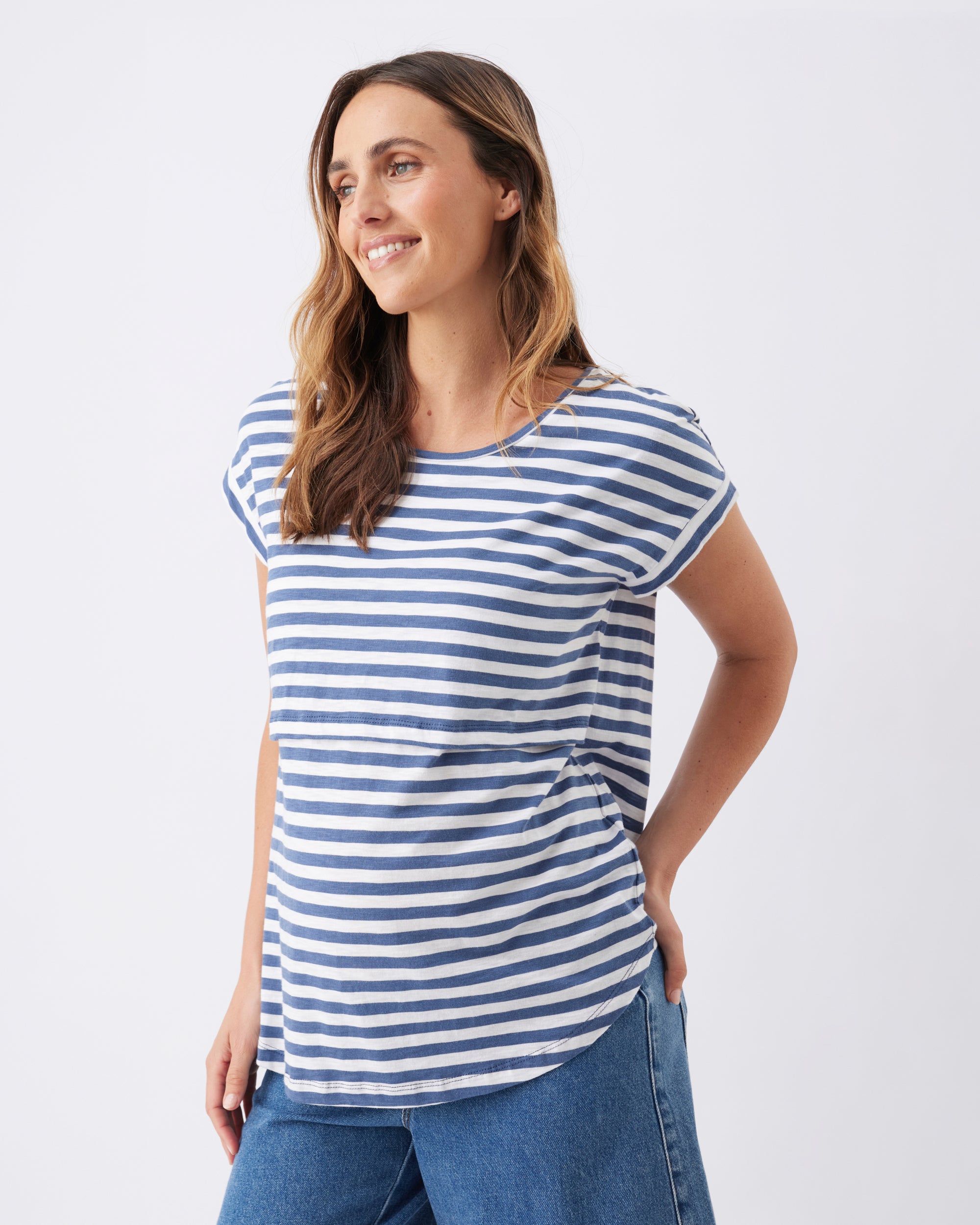 Lionel Nursing Tee Washed Indigo / White