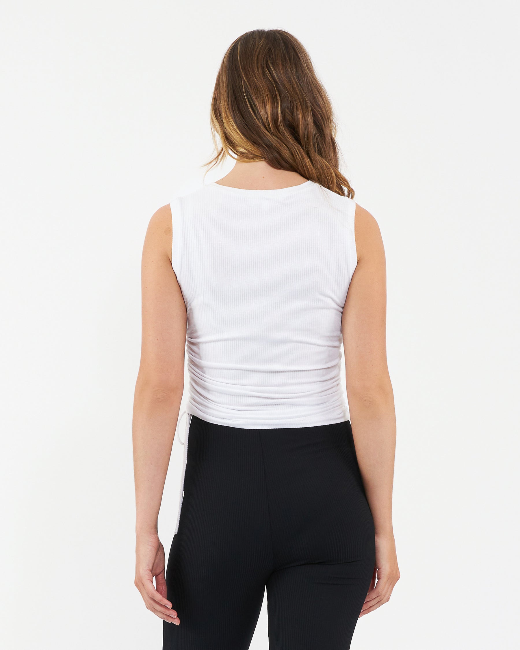 Jodie Ruched Rib Tank  White