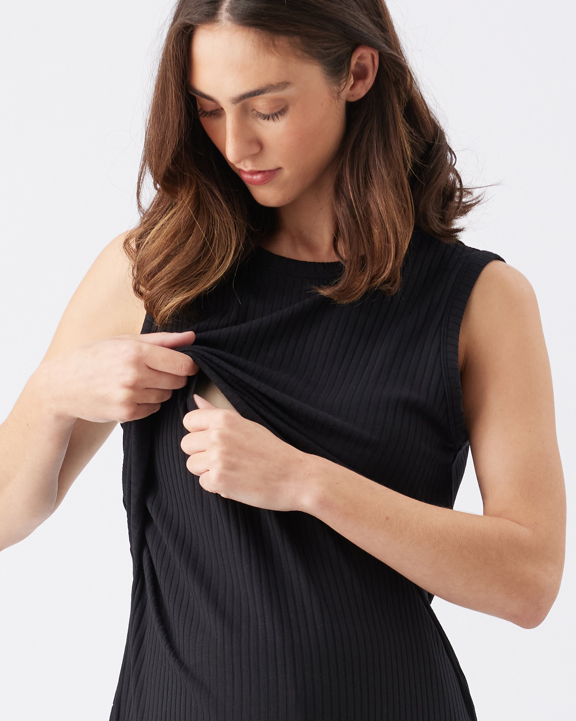 Peter Rib Nursing Tank Black